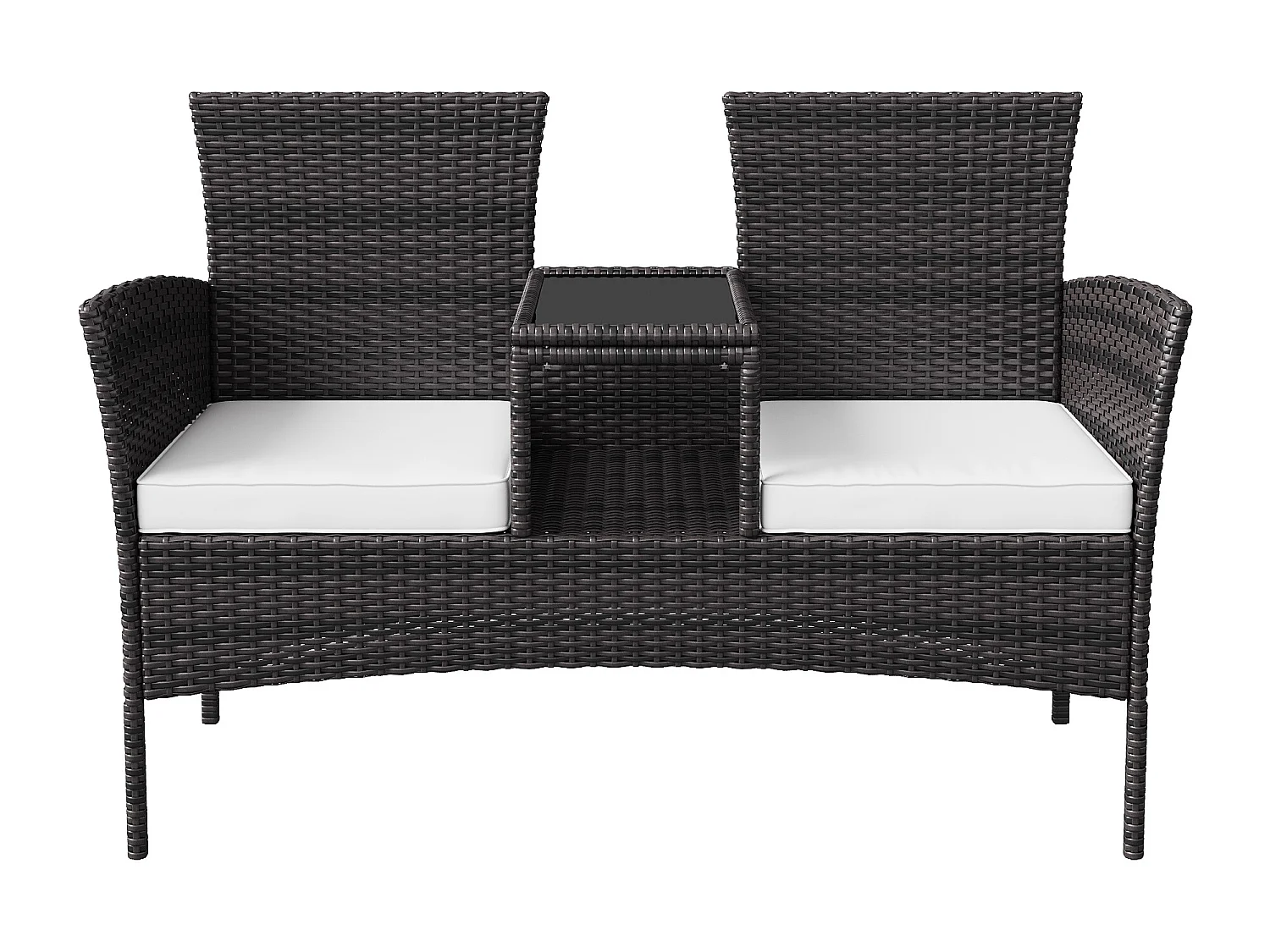 Fauteuil de Jardin Éxterieur Lot de 2 - fauteuil de jardin avec Table et coussins en rotin - 2 places - pour Jardin, et Terrasse - noir