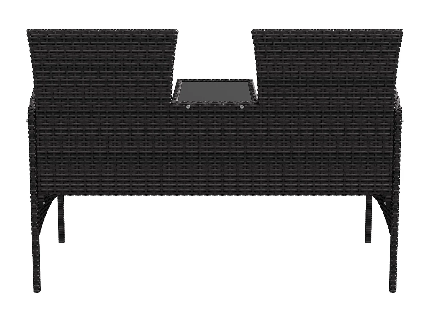 Fauteuil de Jardin Éxterieur Lot de 2 - fauteuil de jardin avec Table et coussins en rotin - 2 places - pour Jardin, et Terrasse - noir