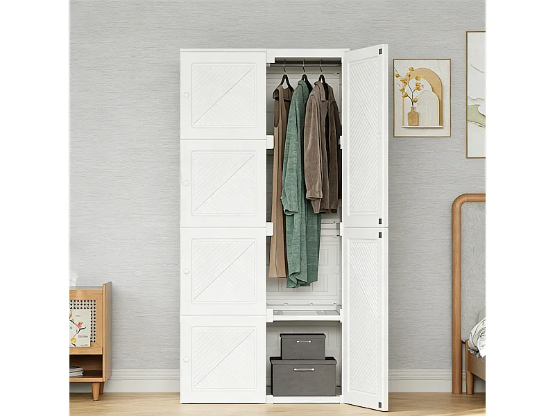Armoire portable  résistante à l'humidité, Armoire pliante de rangement, Porte magnétique, organisateur de placard, 136x50x69 cm blanc