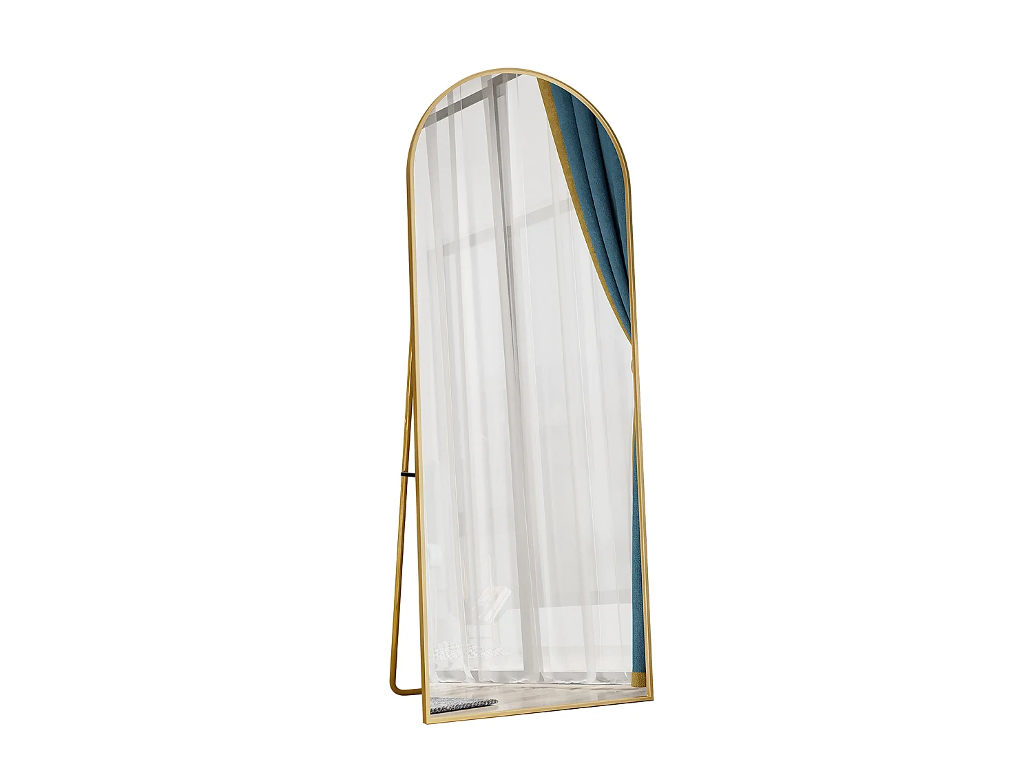 Miroir sur pied - 162 x 53 cm - Cadre aluminium en forme d'arche - Doré