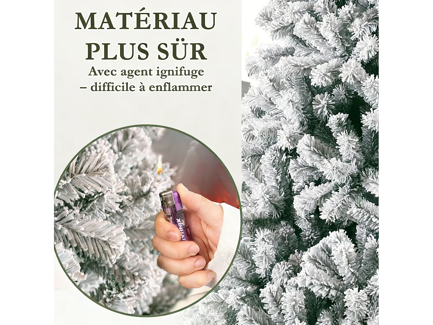 Sapin de Noël artificiel,  sapin enneigé avec 1006 pointes, 46 branches, ,avec support en métal180 cm PVC