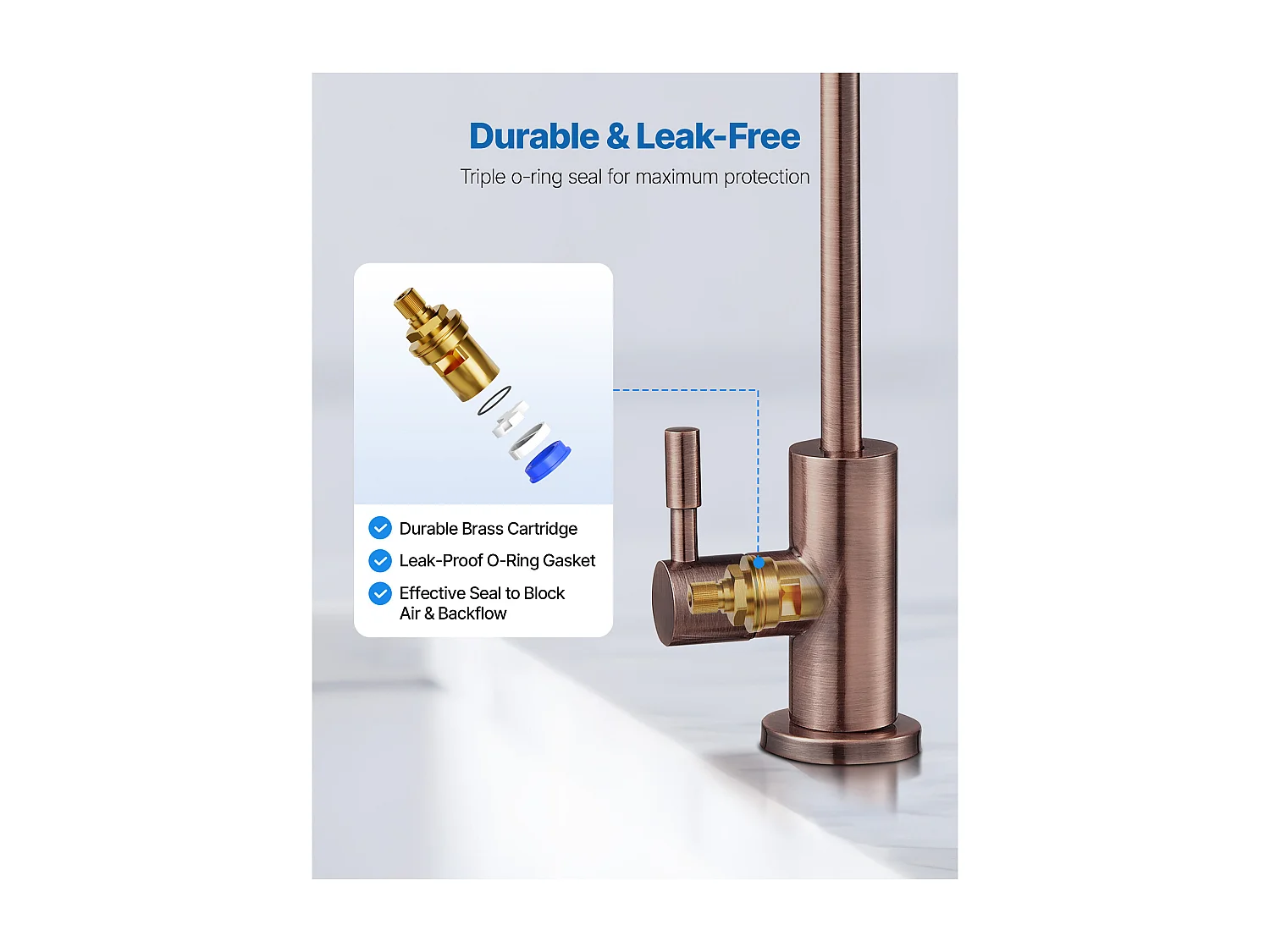 Drinkwaterkraan SucceBuy Loodvrij in Rvs, Omgekeerde Osmose Kraan met Ventiel uit Massief Messing, Roestvrij en Duurzaam, voor Keuken