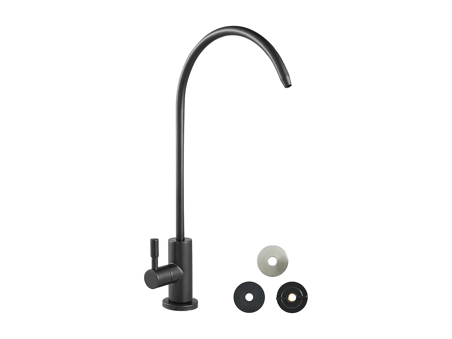 Robinet d’Eau Potable SucceBuy sans Plomb en Acier Inoxydable, Robinet à Osmose Inverse avec Valve en Laiton Massif, Filtrée à Arc Élevé, Pivotant 360°, Noir Mat