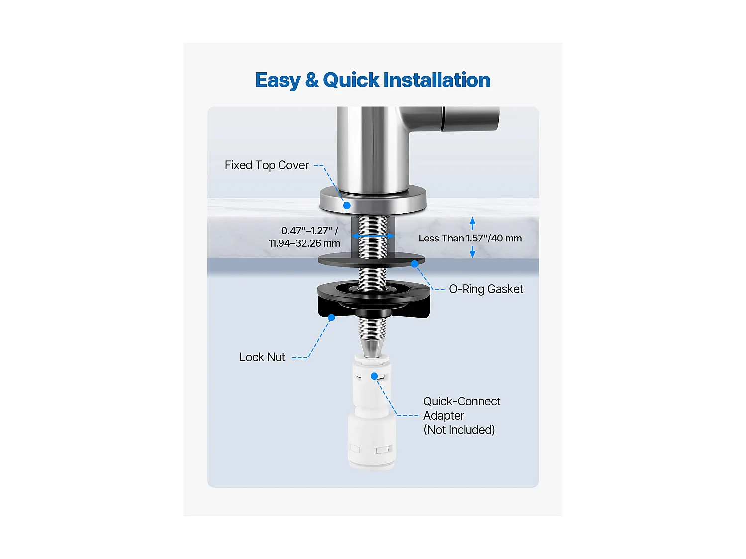 Grifo de Agua Potable SucceBuy sin Plomo en Acero Inoxidable, Grifo de Ósmosis Inversa con Válvula en Latón Macizo, Filtrado de Arco Alto, para Fregadero Cocina