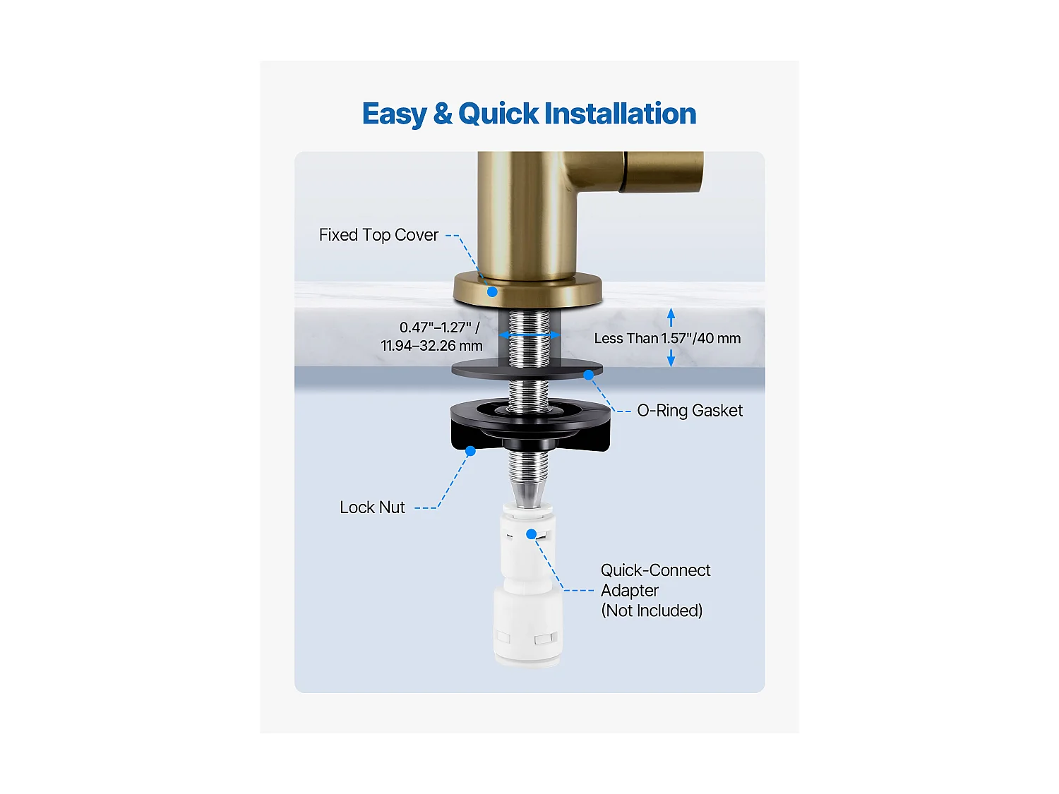 Drinkwaterkraan SucceBuy Loodvrij in Rvs, Omgekeerde Osmose Kraan Roestvrij en Duurzaam met Ventiel uit Massief Messing, voor Keukenwasbak