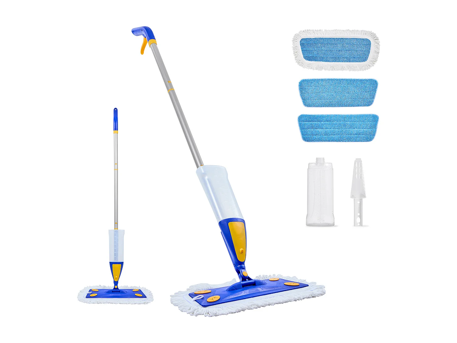 Balais Serpillère Vaporisateur SucceBuy, Balai Lave Sol avec 3 Tampons Lavables en Microfibre et en Coton Torsadé, Réservoir d’Eau Rechargeable 800 mL