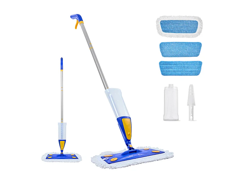 Balais Serpillère Vaporisateur SucceBuy, Balai Lave Sol avec 3 Tampons Lavables en Microfibre et en Coton Torsadé, Réservoir d’Eau Rechargeable 800 mL