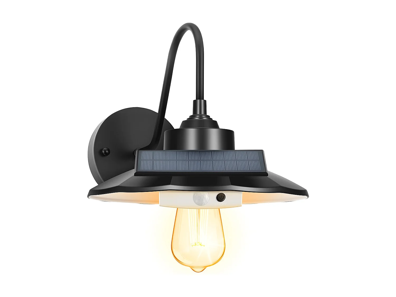 Lámpara Solar Exterior Granero SucceBuy, 3 Modos de Iluminación, Aplique Exterior de Cuello de Cisne, Lote de 2, con Detector de Movimiento, para Terrazas