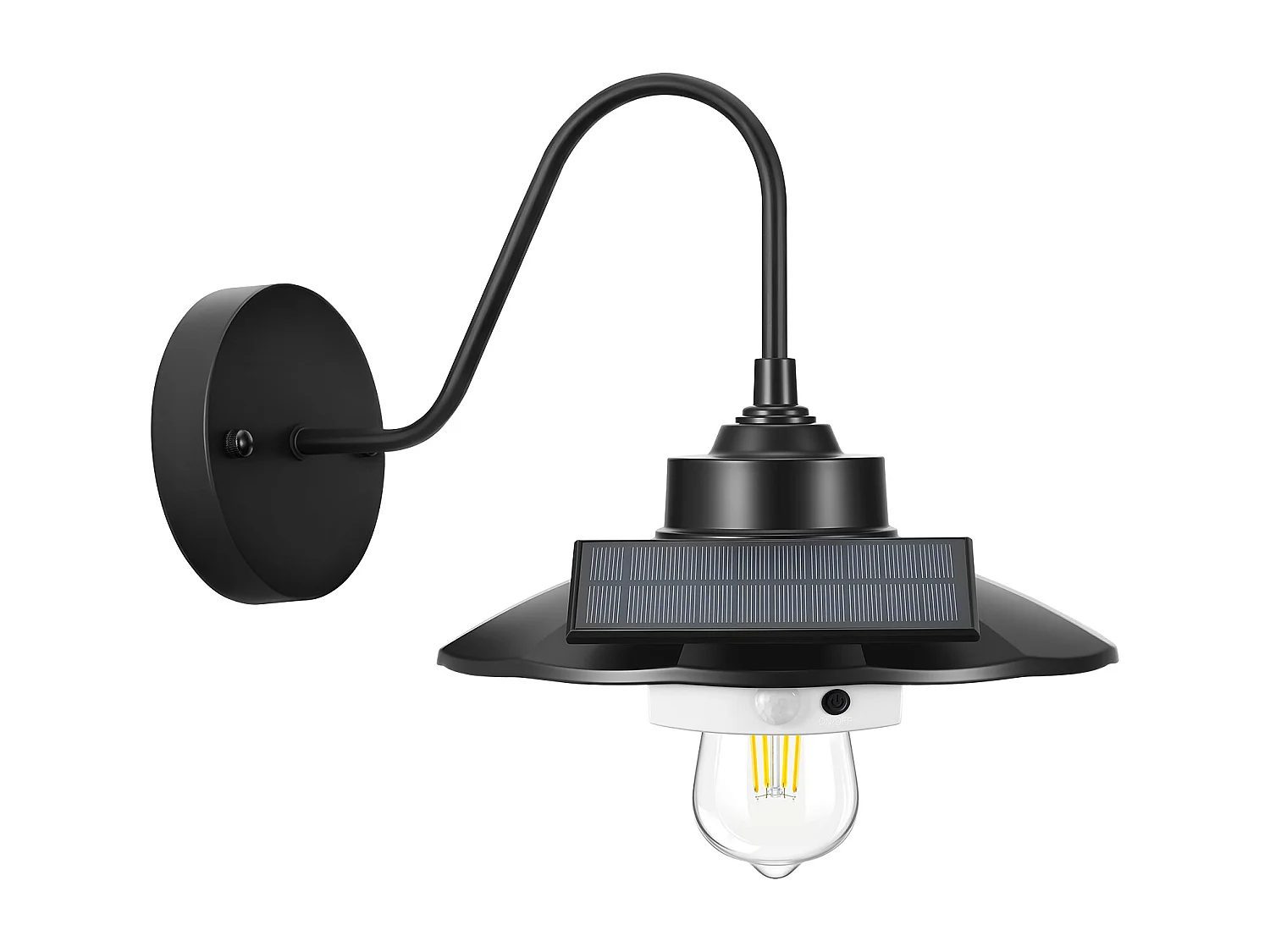 Lámpara Solar Exterior Granero SucceBuy, 3 Modos de Iluminación, Aplique Exterior de Cuello de Cisne, Lote de 2, con Detector de Movimiento, para Terrazas