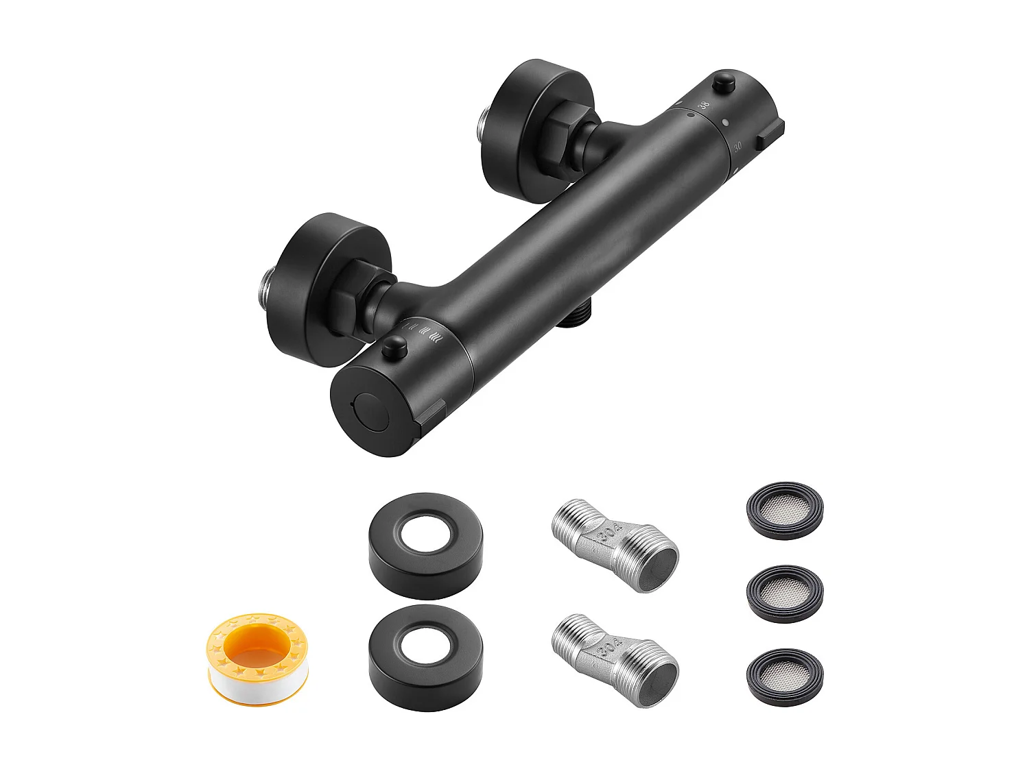 Miscelatore Termostatico per Doccia SucceBuy con Blocco di Sicurezza 38°C, Rubinetto Termostatico ad Acqua Calda e Fredda, Rivestimento Elettroforetico