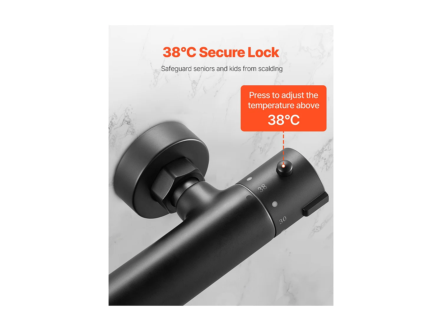 Miscelatore Termostatico per Doccia SucceBuy con Blocco di Sicurezza 38°C, Rubinetto Termostatico ad Acqua Calda e Fredda, Rivestimento Elettroforetico