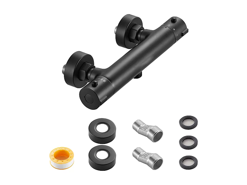 Miscelatore Termostatico per Doccia SucceBuy con Blocco di Sicurezza 38°C, Rubinetto Termostatico ad Acqua Calda e Fredda, Rivestimento Elettroforetico