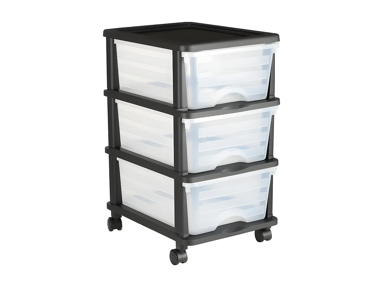 Carrito de Almacenamiento SucceBuy con 3 Cajones de Plástico, Torre de Almacenamiento con Ruedas, Bandeja Transparente para Suministros de Oficina