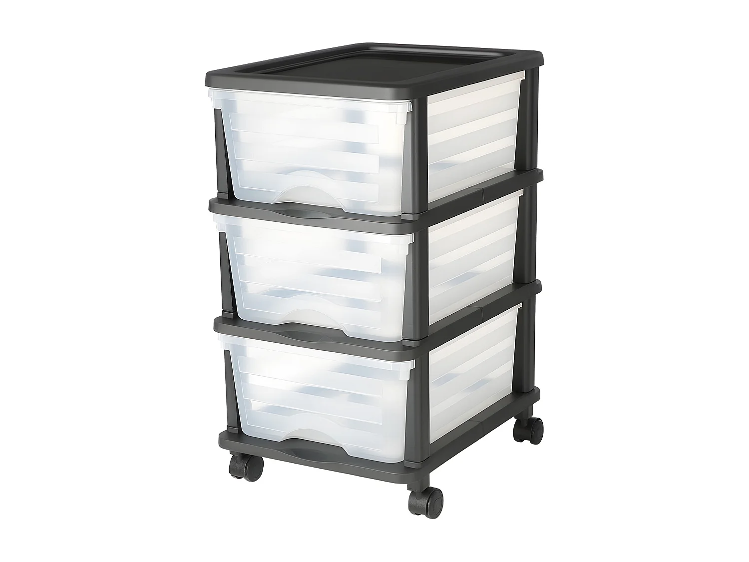 Carrito de Almacenamiento SucceBuy con 3 Cajones de Plástico, Torre de Almacenamiento con Ruedas, Bandeja Transparente para Suministros de Oficina