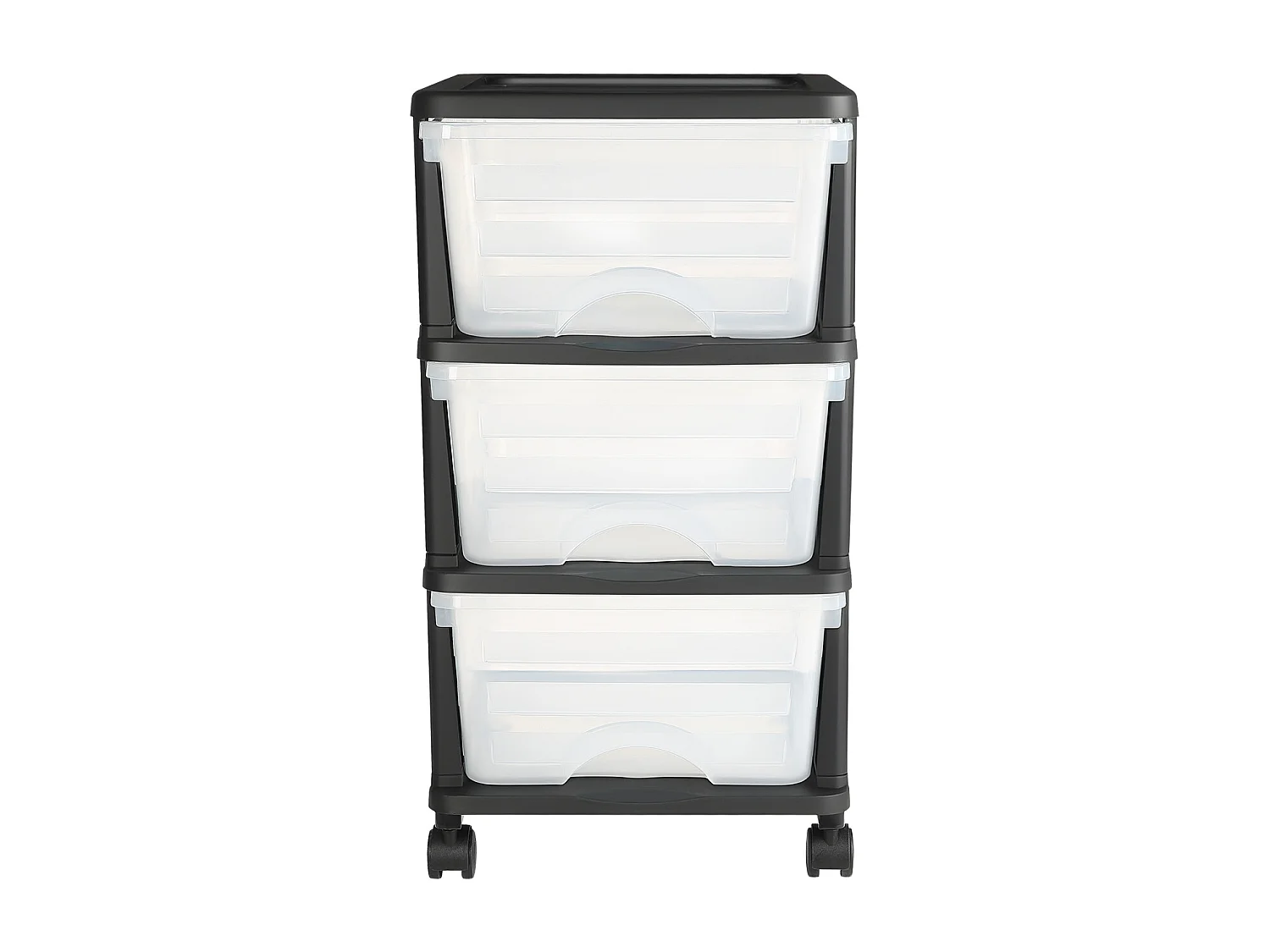 Carrito de Almacenamiento SucceBuy con 3 Cajones de Plástico, Torre de Almacenamiento con Ruedas, Bandeja Transparente para Suministros de Oficina