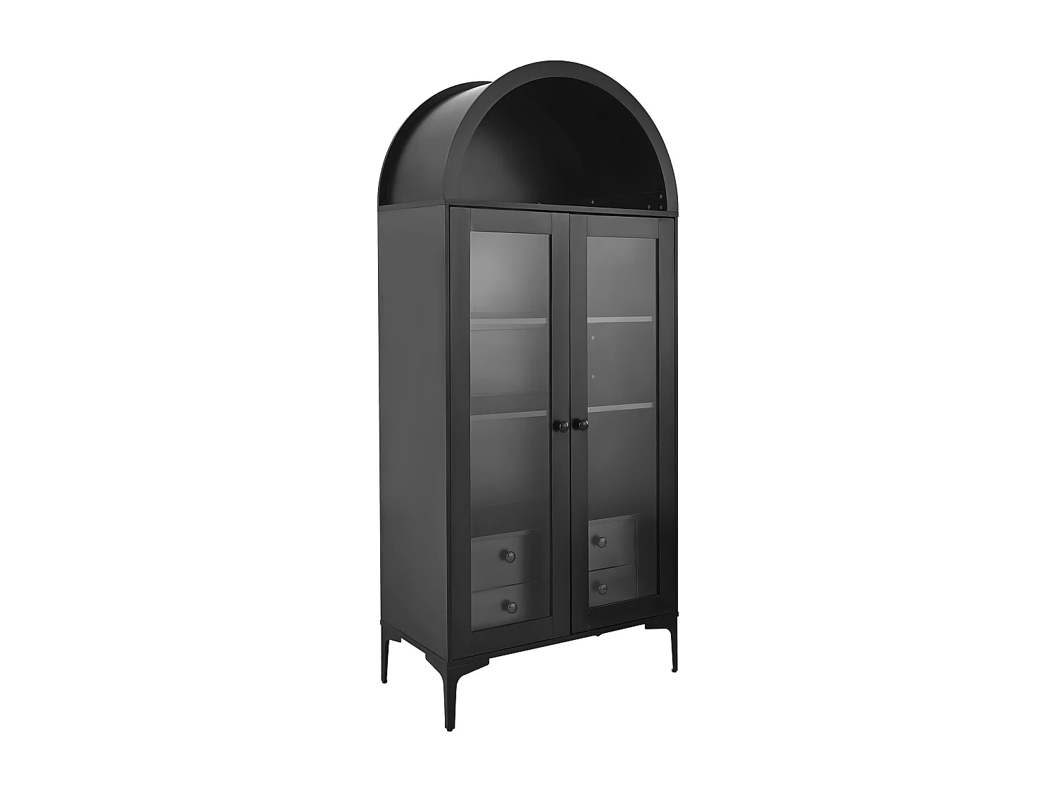 Vitrine SucceBuy pour Collection Arquée avec Portes Vitrées, Armoire de Présentation 179 cm de Haut, Présentoir pour Antiquités à 4 Niveaux avec 2 Étagères