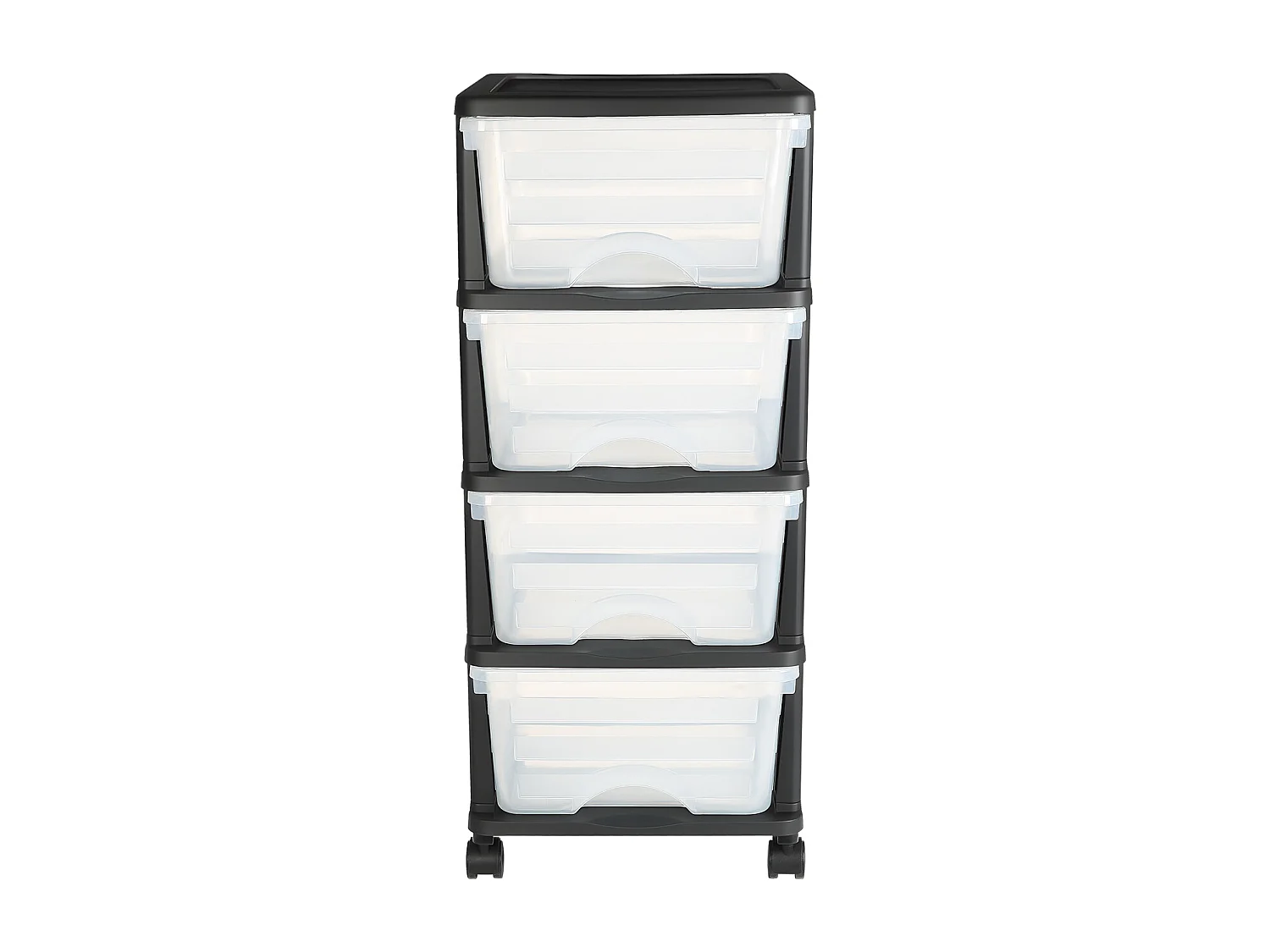 Carrito de Almacenamiento SucceBuy con 4 Cajones de Plástico, Torre de Almacenamiento con Ruedas, Bandeja Transparente para Suministros de Oficina