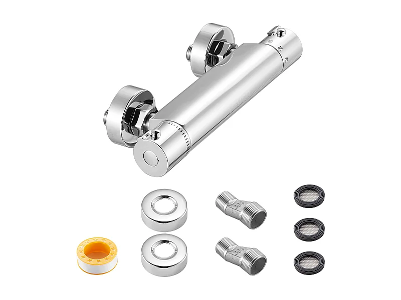 Miscelatore Termostatico per Doccia SucceBuy con Blocco di Sicurezza 38°C, Rubinetto Doccia Termostatico ad Acqua Calda, Valvole di Controllo Temperatura