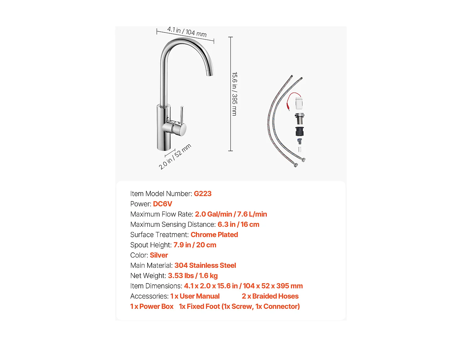 Grifo Automático SucceBuy sin Contacto, Grifo Mezclador de Fregadero con Sensor de Mango Único, Mezclador de Agua Caliente y Fría Ajustable Manos Libres