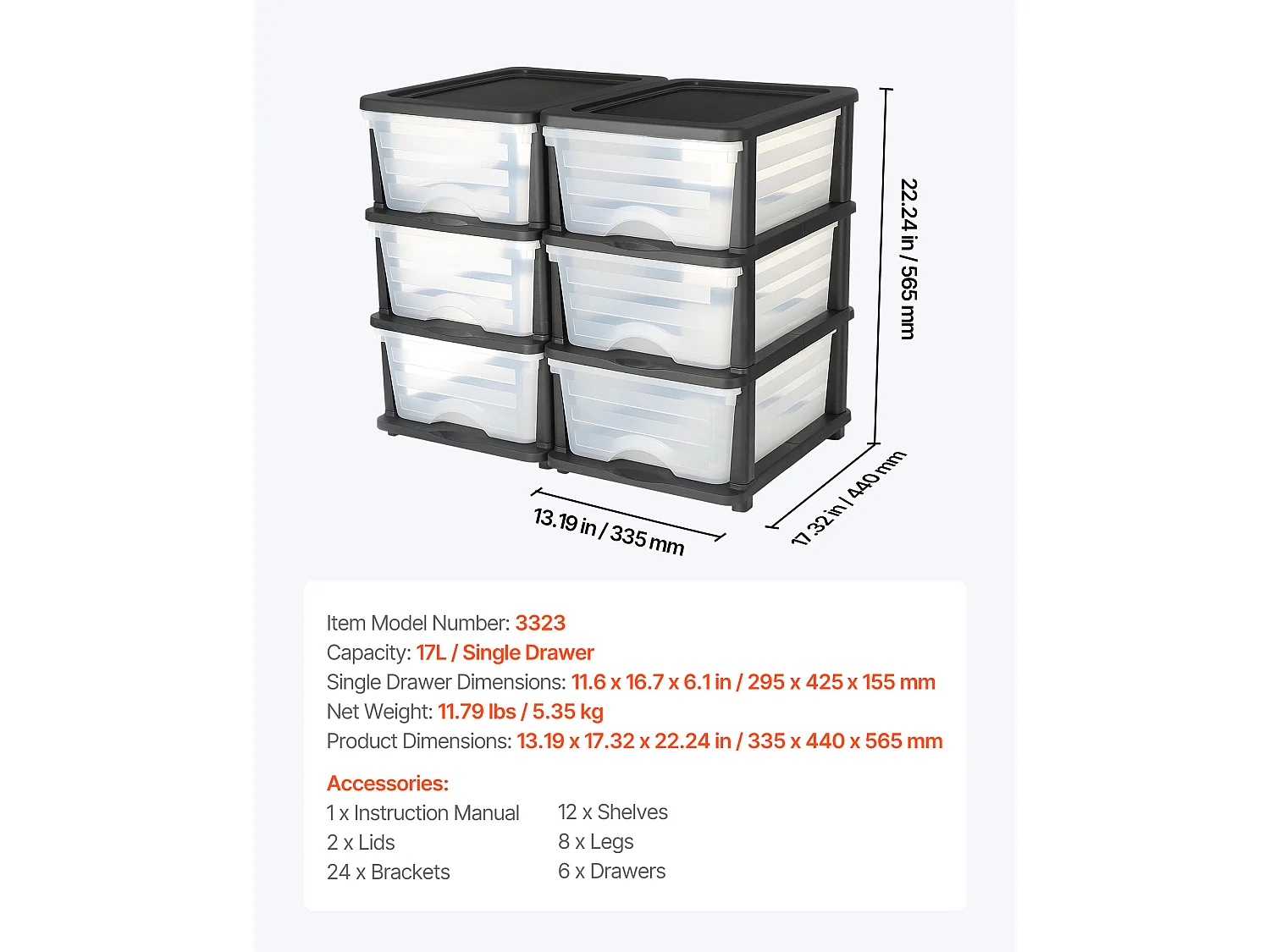 Cajones de Almacenamiento SucceBuy de Plástico, Lote de 2, Torre de Almacenamiento de 6 Cajones,  Bandejas Transparentes para Suministros de Oficina