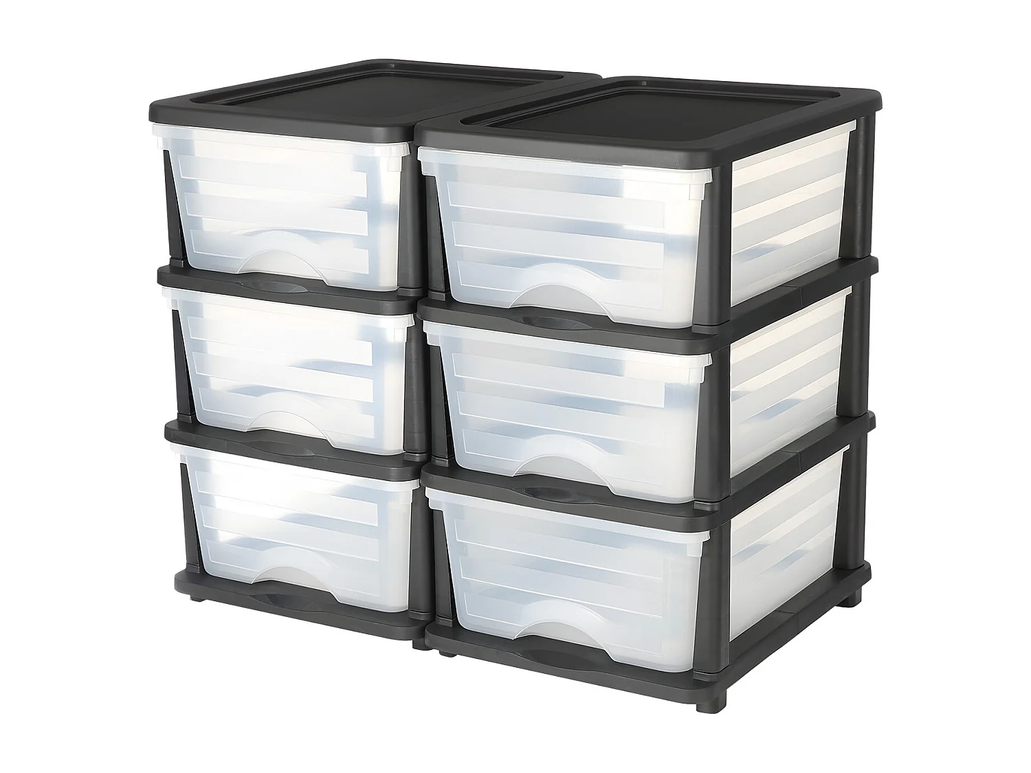 Cajones de Almacenamiento SucceBuy de Plástico, Lote de 2, Torre de Almacenamiento de 6 Cajones,  Bandejas Transparentes para Suministros de Oficina