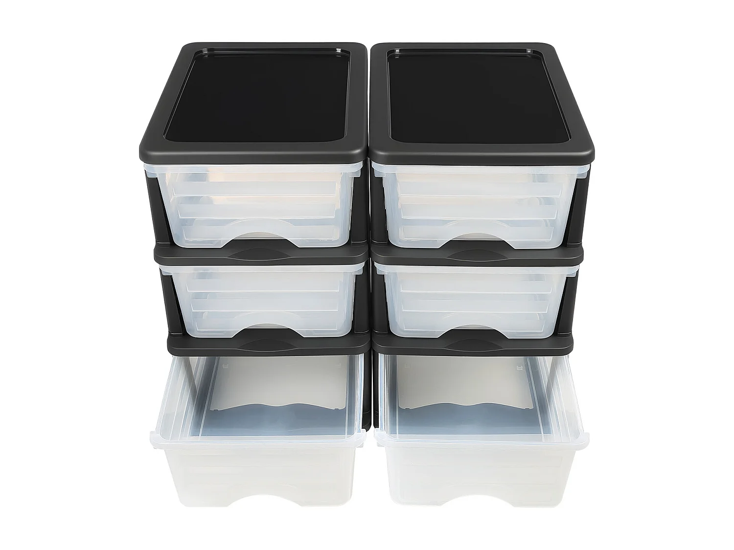 Cajones de Almacenamiento SucceBuy de Plástico, Lote de 2, Torre de Almacenamiento de 6 Cajones,  Bandejas Transparentes para Suministros de Oficina