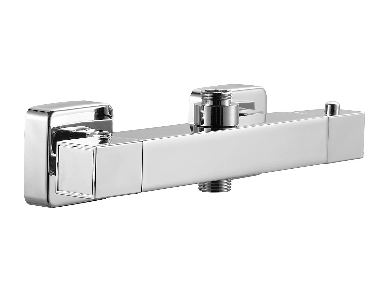 Miscelatore Termostatico per Doccia SucceBuy con Blocco di Sicurezza 38°C, Rubinetto Doccia Termostatico ad Acqua Calda e Fredda, 2 Fori, Cromo Argentato