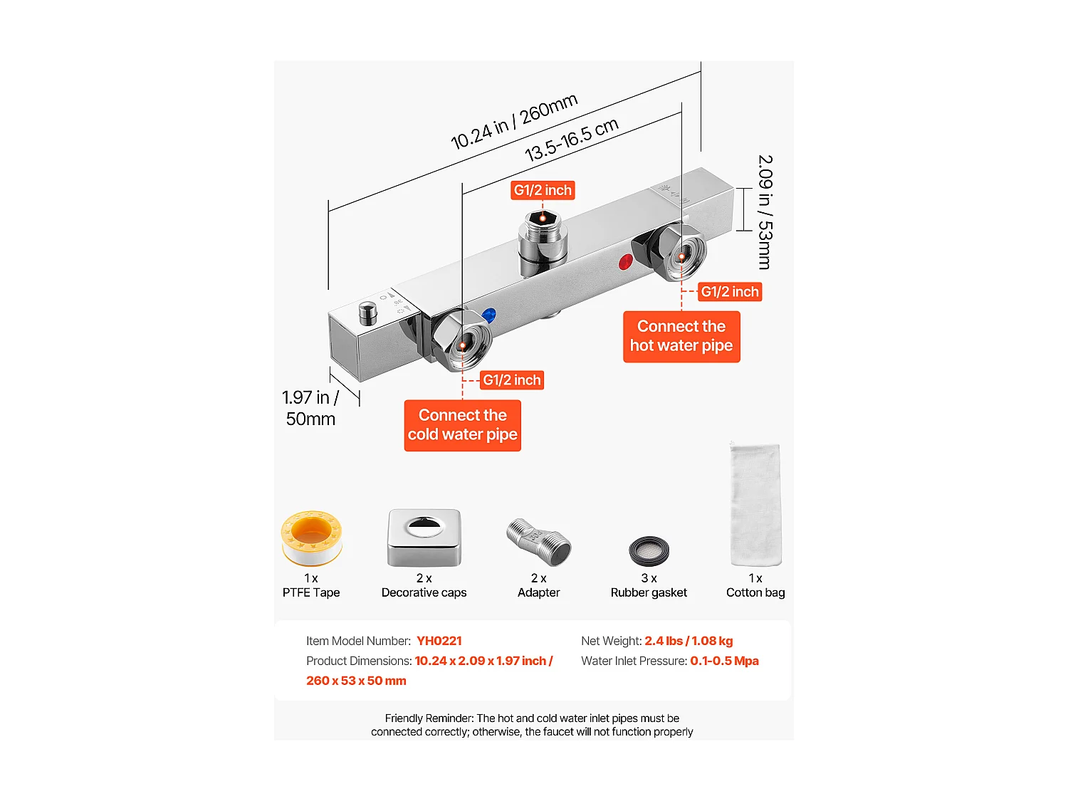 Miscelatore Termostatico per Doccia SucceBuy con Blocco di Sicurezza 38°C, Rubinetto Doccia Termostatico ad Acqua Calda e Fredda, 2 Fori, Cromo Argentato