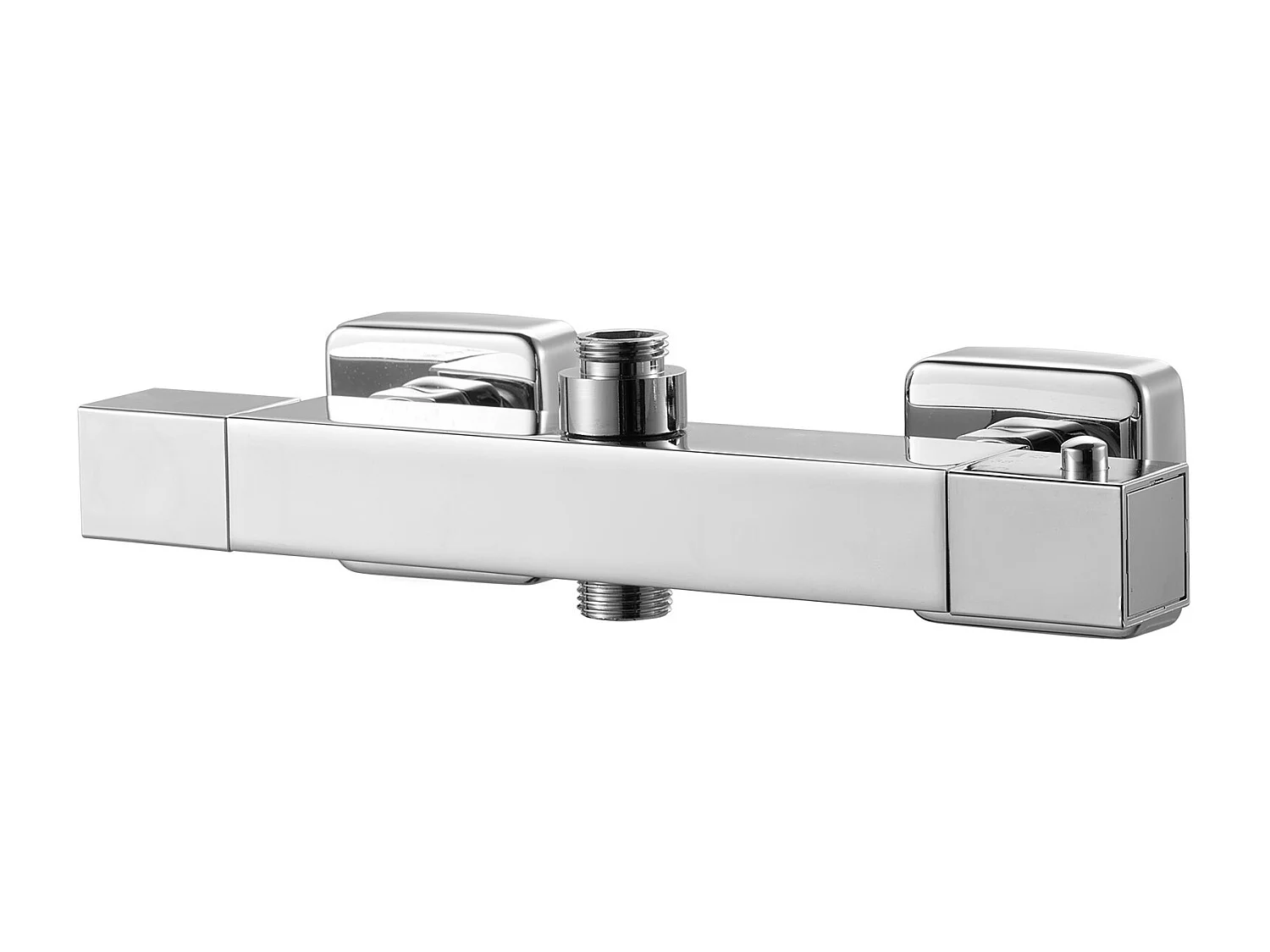 Miscelatore Termostatico per Doccia SucceBuy con Blocco di Sicurezza 38°C, Rubinetto Doccia Termostatico ad Acqua Calda e Fredda, 2 Fori, Cromo Argentato