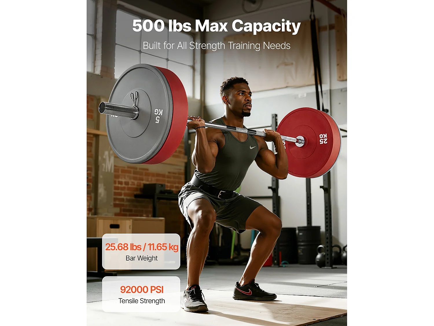 Barra per Pesi SucceBuy per Fitness Cromata 180 cm, Barra per Muscolazione Compatibile con Dischi 5 cm, con Impugnatura Zigrinata