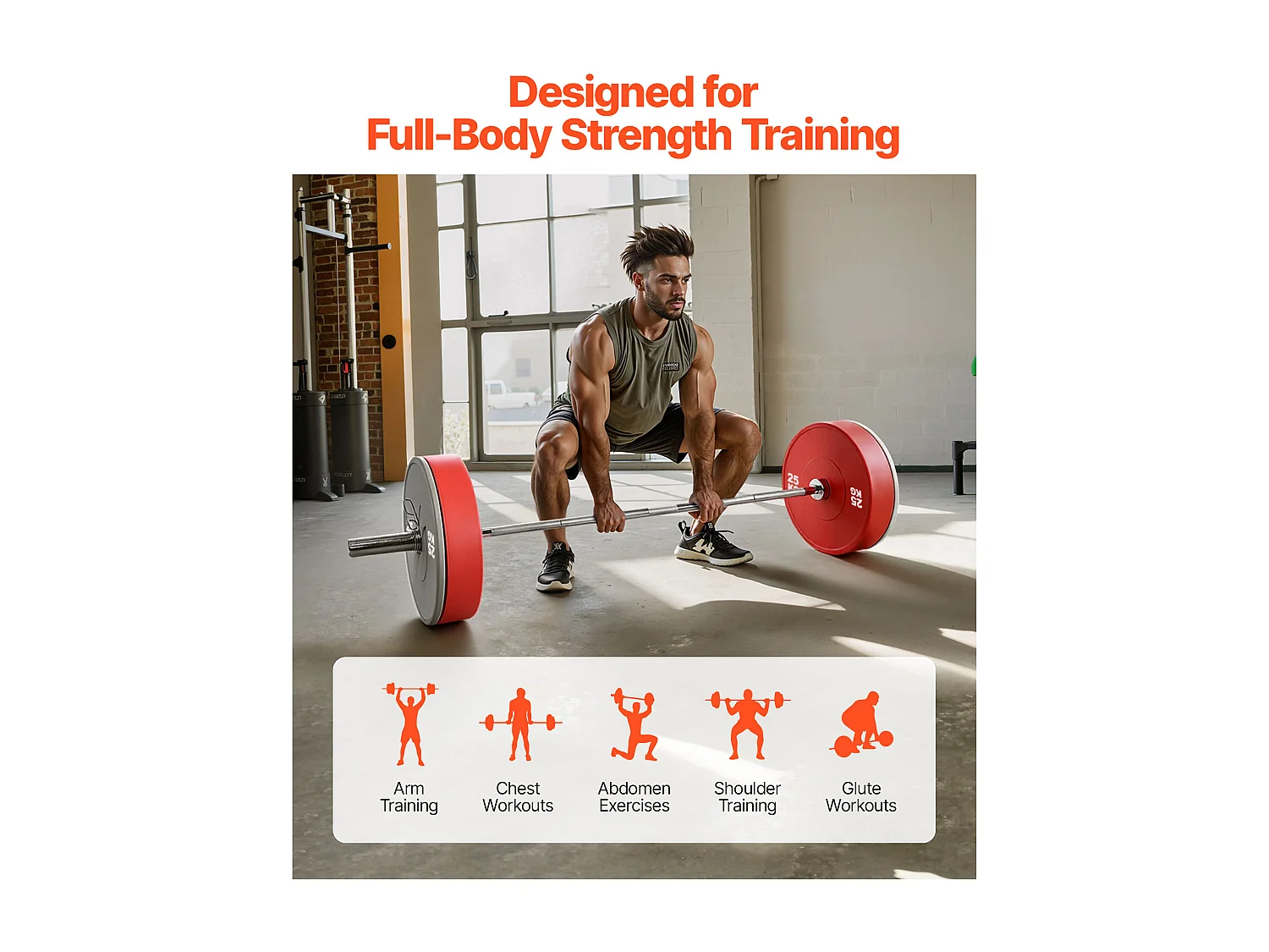 Barra per Pesi SucceBuy per Fitness Cromata 180 cm, Barra per Muscolazione Compatibile con Dischi 5 cm, con Impugnatura Zigrinata