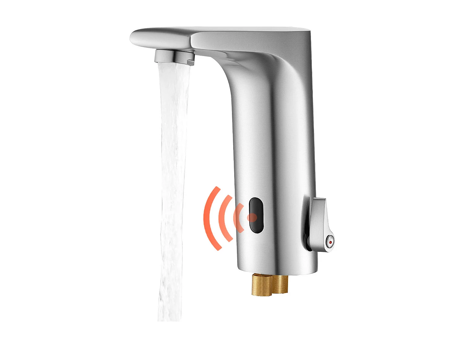 Mitigeur Automatique SucceBuy sans Contact, Robinet à Capteur de Lavabo, Mélangeur d’Eau Chaude et Froide Réglable Mains Libres, Poignée Unique, Argent