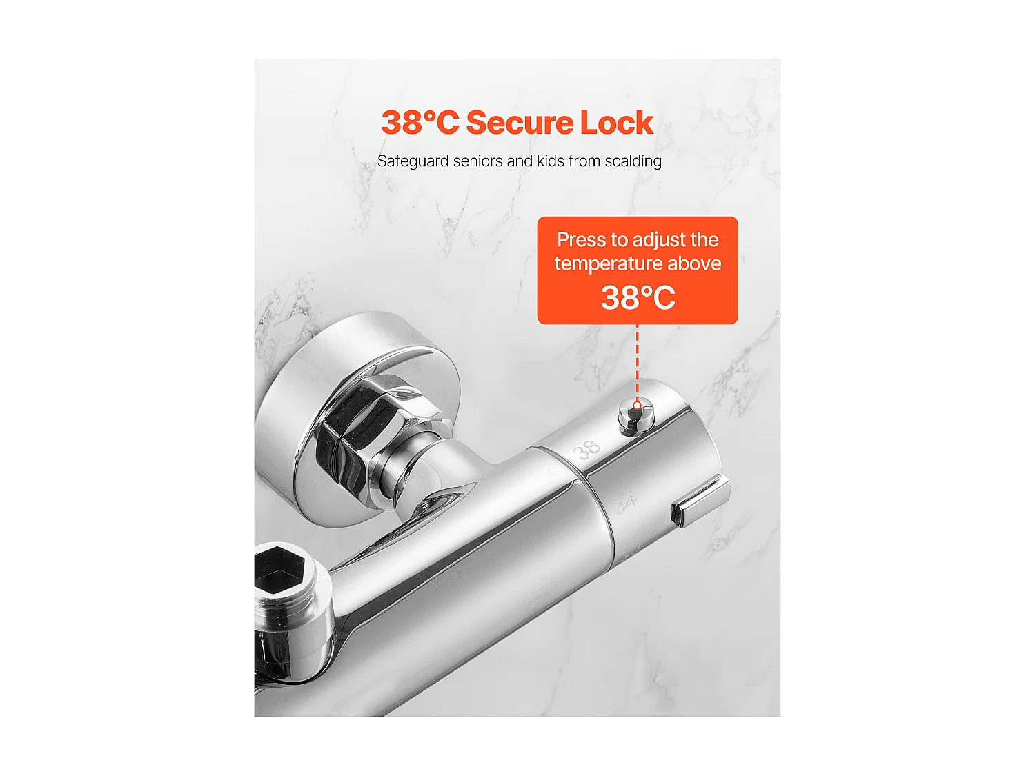 Miscelatore per Doccia Termostatico SucceBuy con Blocco di Sicurezza 38°C, Valvola Termostatica con Temperatura Costante, Rubinetto Doccia ad Acqua Calda