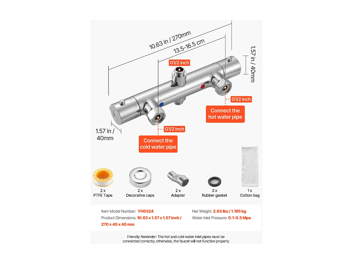 Miscelatore per Doccia Termostatico SucceBuy con Blocco di Sicurezza 38°C, Valvola Termostatica con Temperatura Costante, Rubinetto Doccia ad Acqua Calda