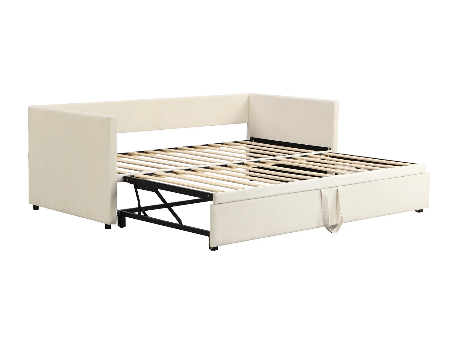Lit gigogne capitonné 90/180 x 190 cm - avec sommier à lattes - Canapé-lit gigogne en tissu velours - gris