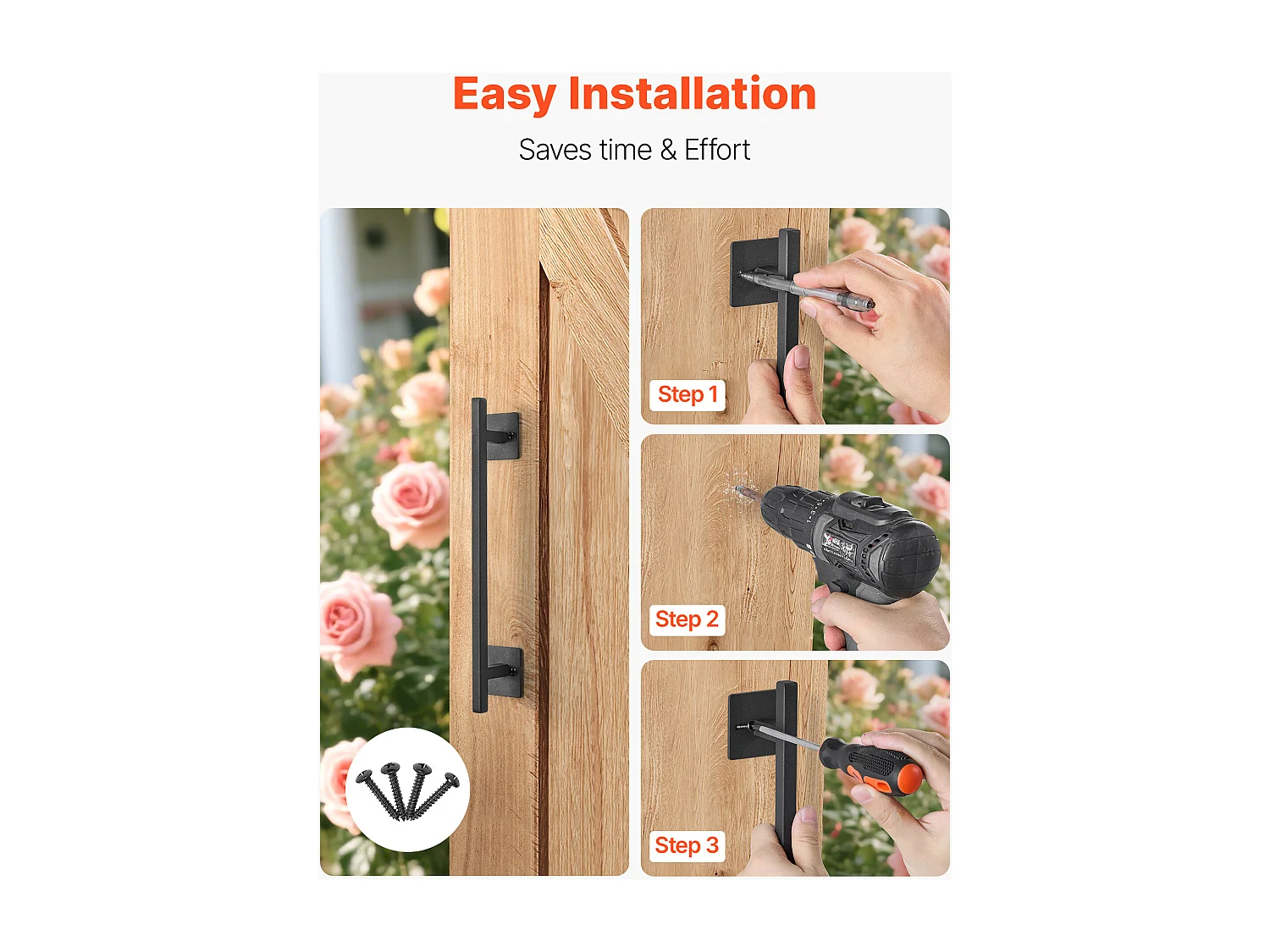 Schuindeurgreep SucceBuy, 32 cm, Robuuste Rustieke Poortgreep van Metaal, Roestwerende Coating, van Koolstofstaal, voor Schuifdeuren