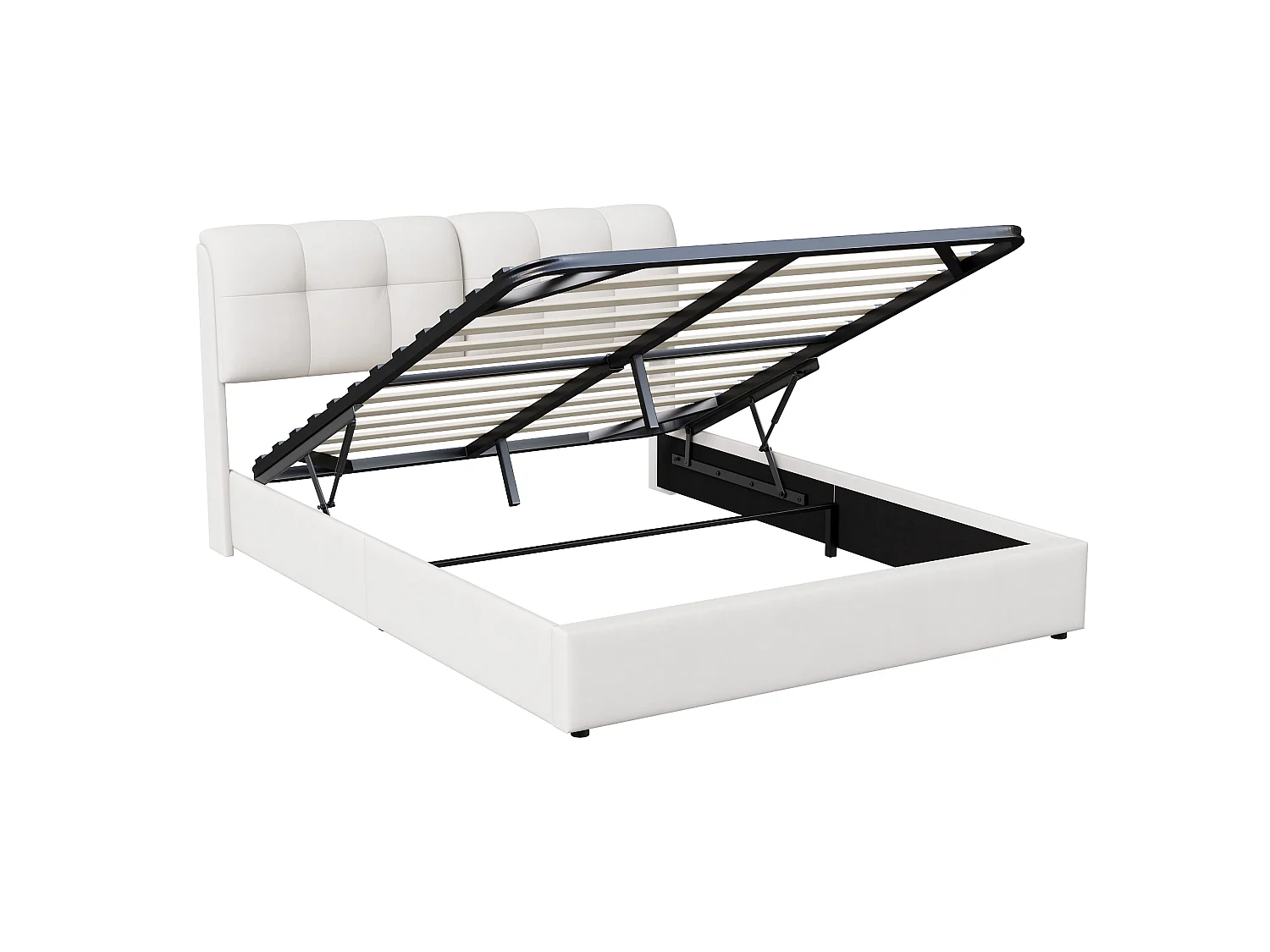 Lit coffre 160 x 200 cm NEXU, avec sommier à lattes et éclairage LED, revêtement en velours crème