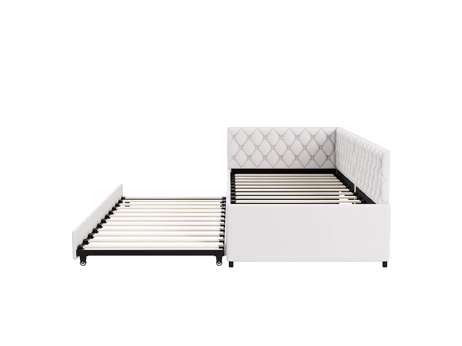 90 x 200 cm slaapbank - uitschuifbare fluwelen slaapbank - met lattenbodem - Scandinavische stijl - beige