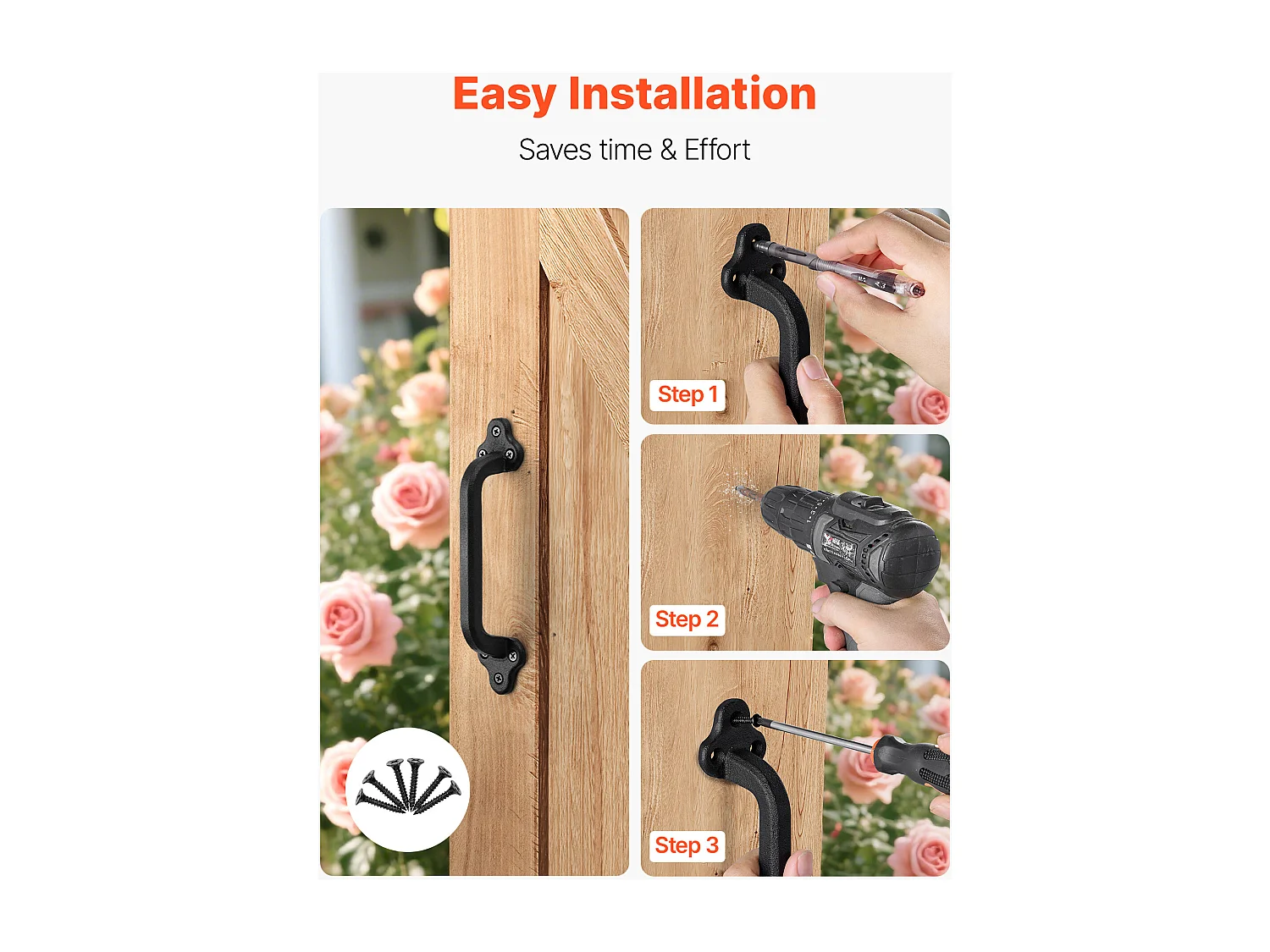 Deurgreep SucceBuy voor Schuur, 23,1 cm, Robuuste Rustieke Poortgreep van Metaal, Roestwerende Coating, van Koolstofstaal, voor Schuifdeuren