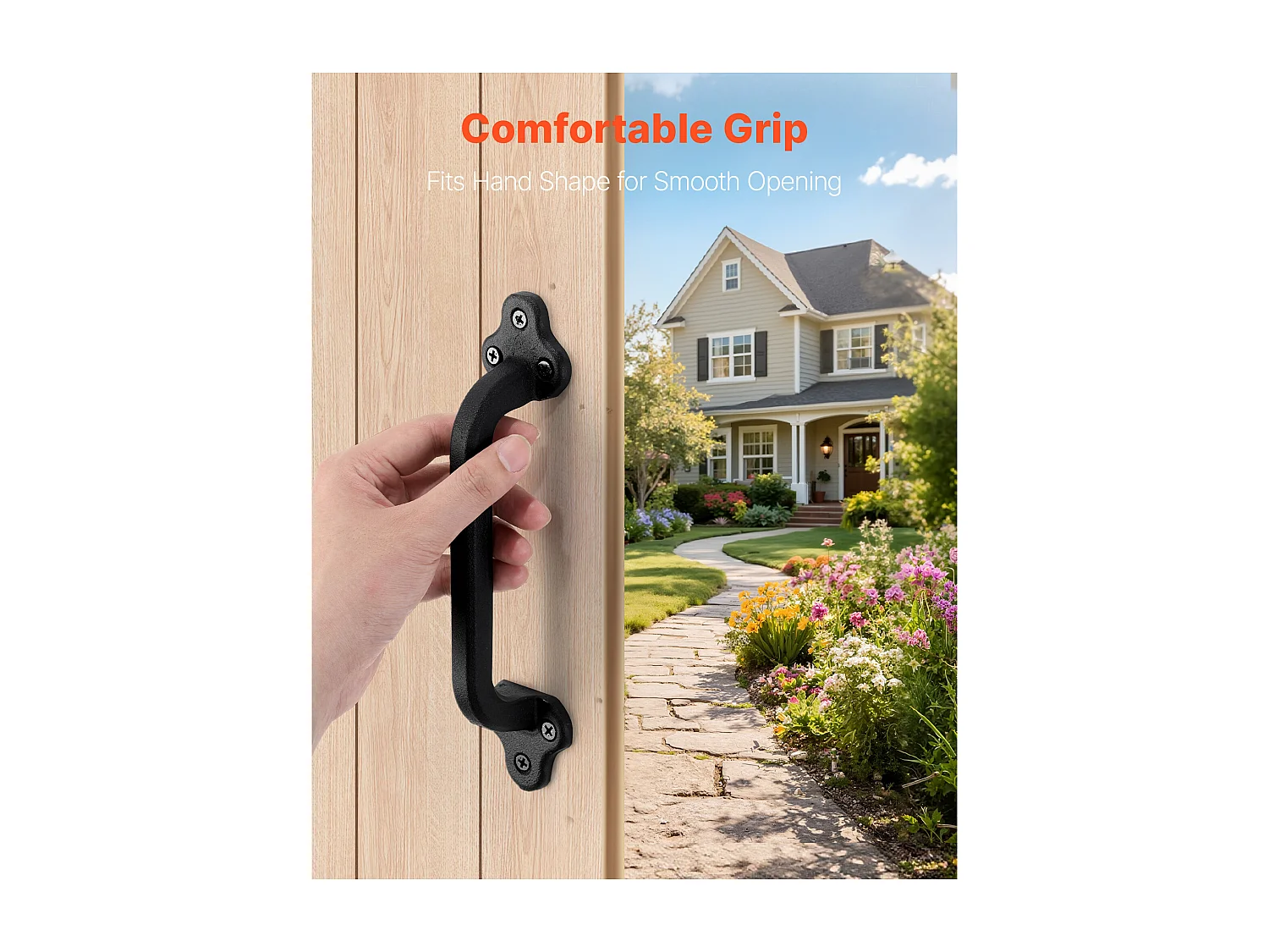 Deurgreep SucceBuy voor Schuur, 23,1 cm, Robuuste Rustieke Poortgreep van Metaal, Roestwerende Coating, van Koolstofstaal, voor Schuifdeuren