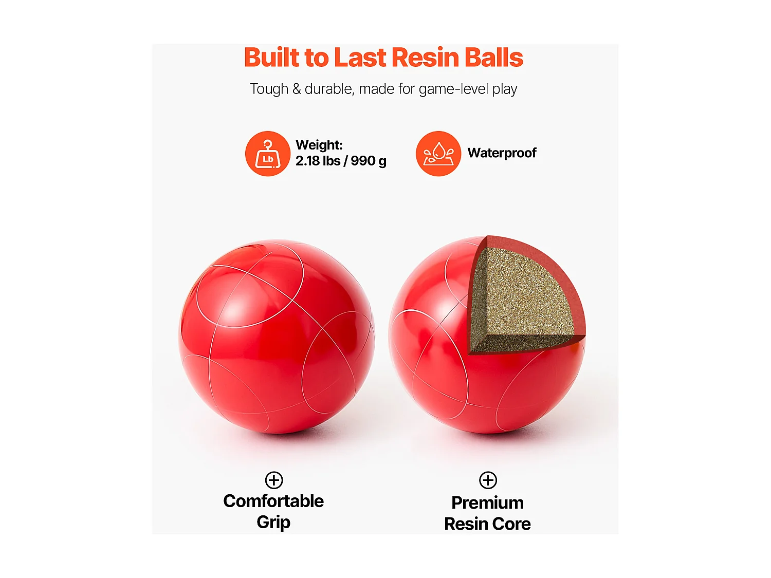 Bocce Set SucceBuy 8 Harsballen van 10.7 cm en Pallino, Spel in Twee Kleuren Rood en Groen, Uitgerust met een Draagtas en een Meetkoord