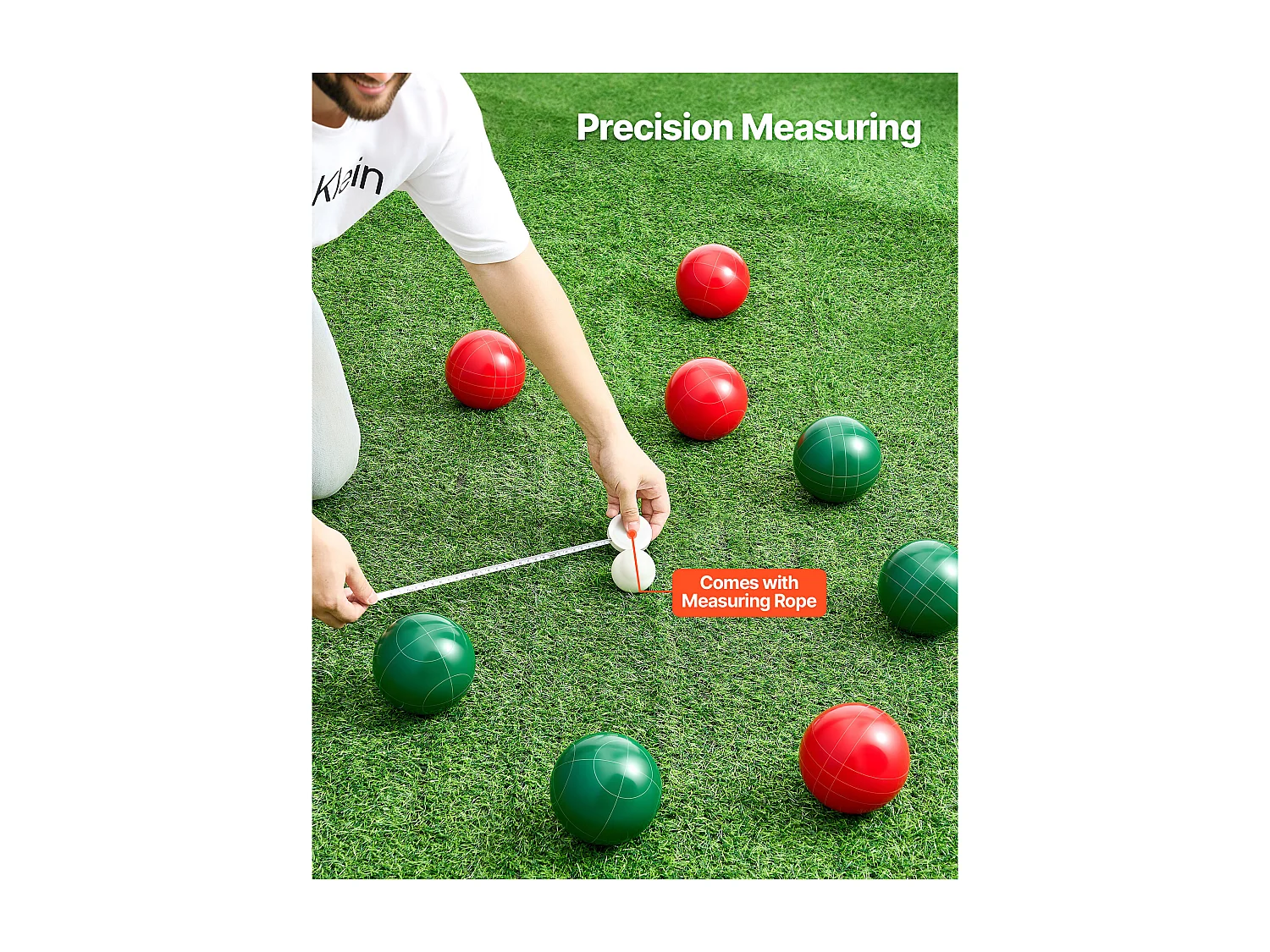 Bocce Set SucceBuy 8 Harsballen van 10.7 cm en Pallino, Spel in Twee Kleuren Rood en Groen, Uitgerust met een Draagtas en een Meetkoord
