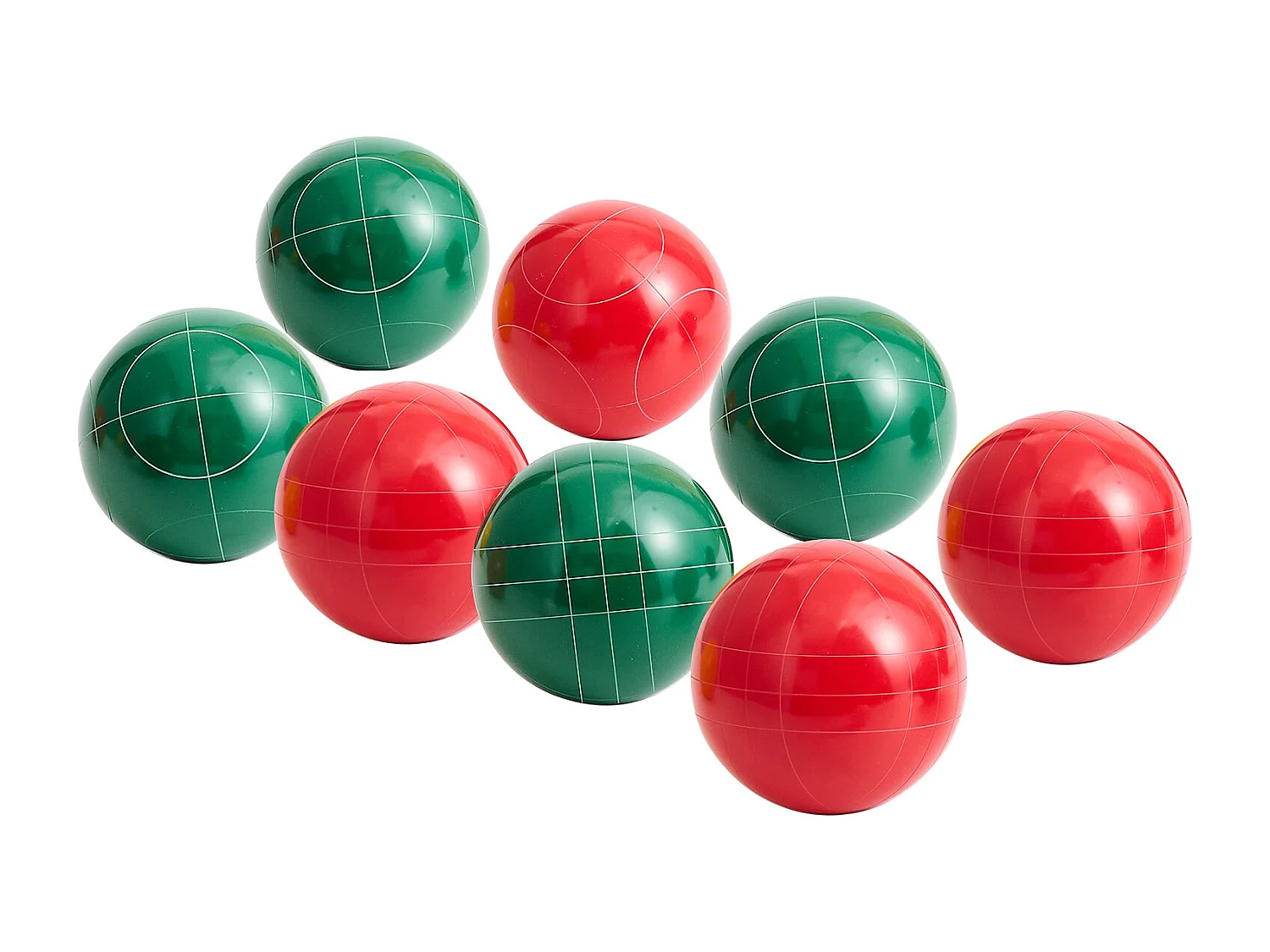 Bocce Set SucceBuy 8 Harsballen van 10.7 cm en Pallino, Spel in Twee Kleuren Rood en Groen, Uitgerust met een Draagtas en een Meetkoord