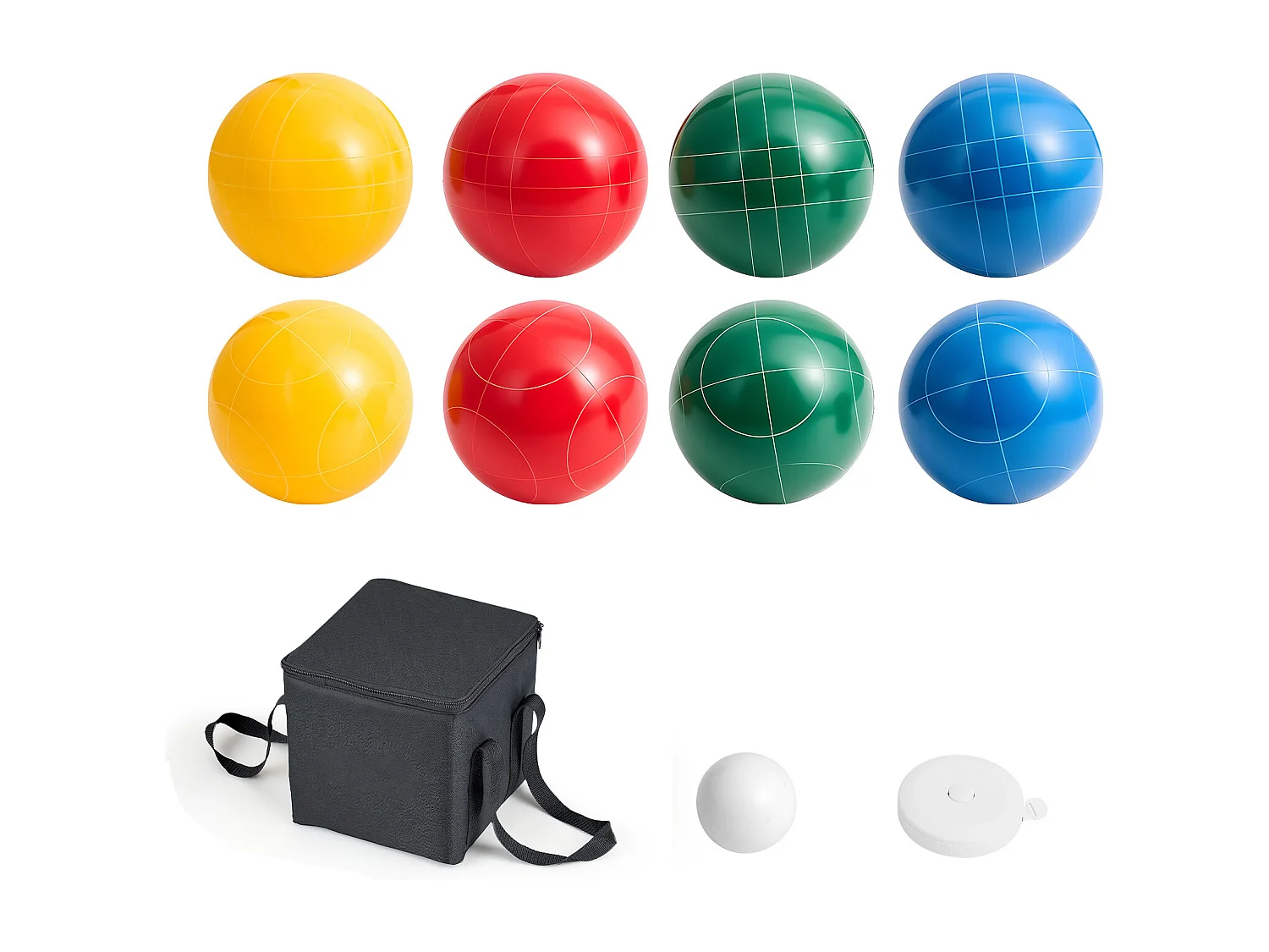 Kit di Bocce SucceBuy 8 Bole in Resina 10.7 cm e Pallino, Gioco di Bocce 4 Colori Rosso/Verde/Blu/Giallo, Gioco di Petanque con Borsa da Trasporto