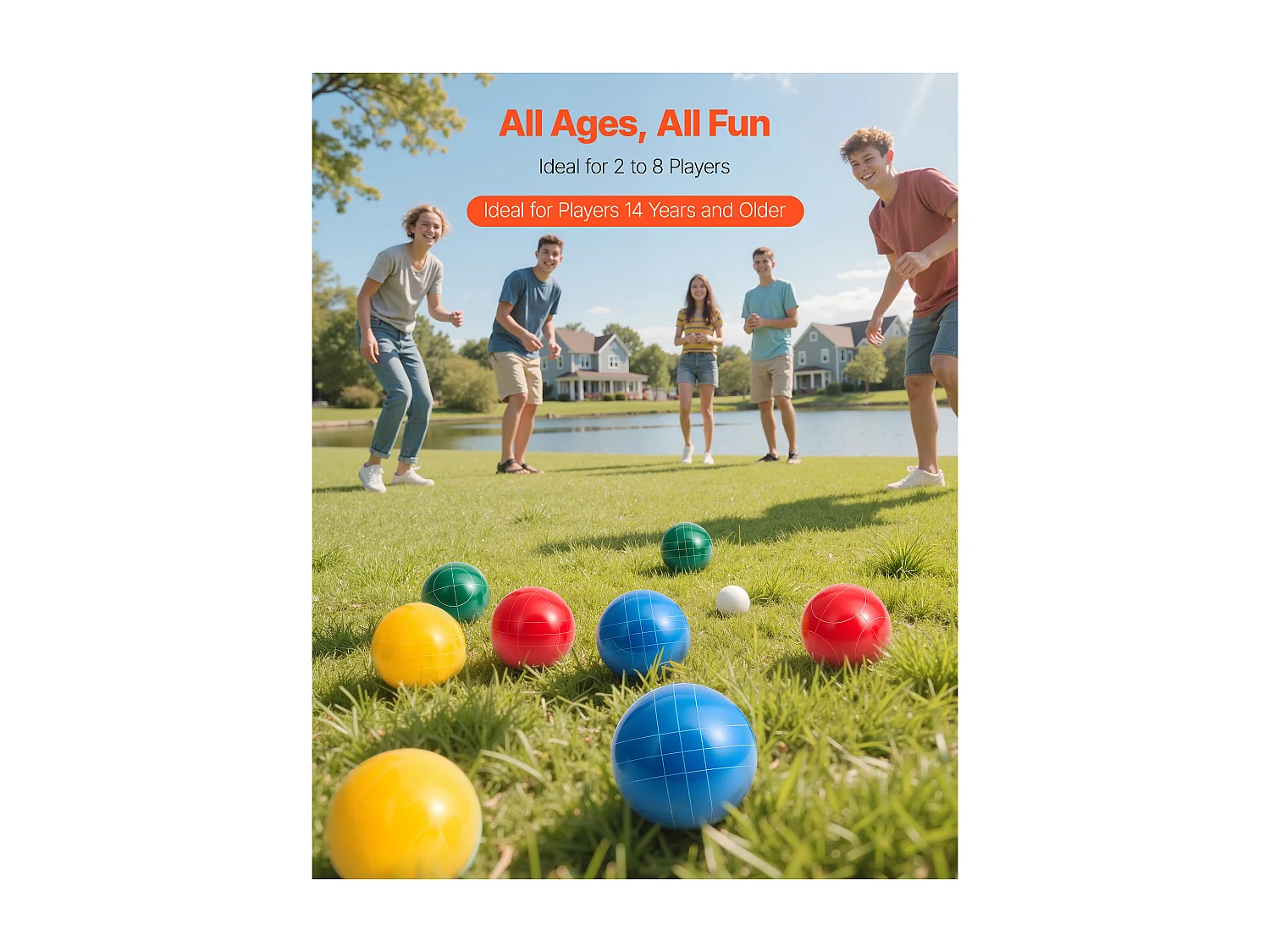 Kit di Bocce SucceBuy 8 Bole in Resina 10.7 cm e Pallino, Gioco di Bocce 4 Colori Rosso/Verde/Blu/Giallo, Gioco di Petanque con Borsa da Trasporto