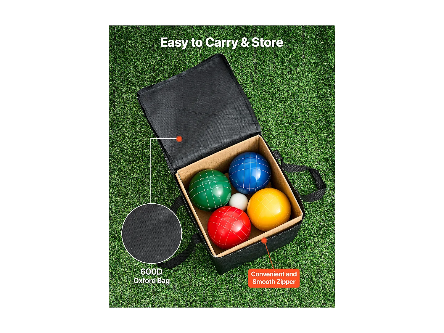 Kit di Bocce SucceBuy 8 Bole in Resina 10.7 cm e Pallino, Gioco di Bocce 4 Colori Rosso/Verde/Blu/Giallo, Gioco di Petanque con Borsa da Trasporto