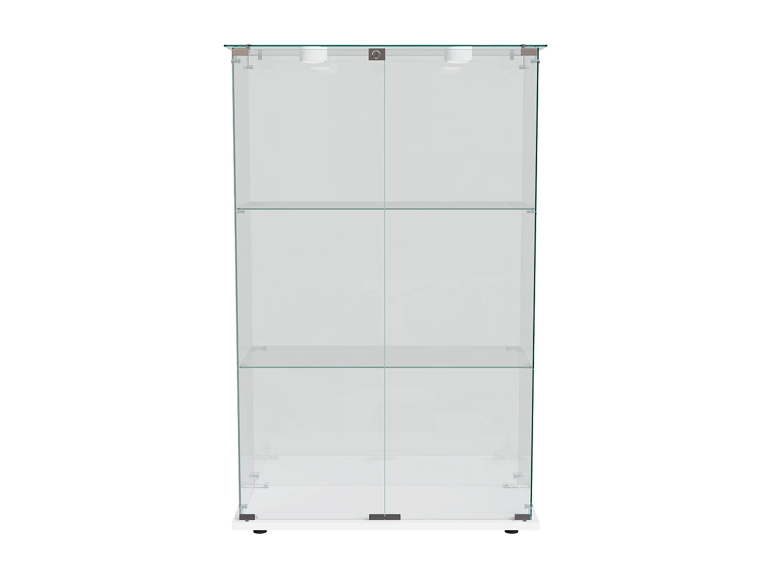 Vitrine en Verre avec Éclairage LED - Vitrine Armoire pour Collection à 3 étagères avec 2 Porte - verre trempé transparent haute définition avec serrure - blanc