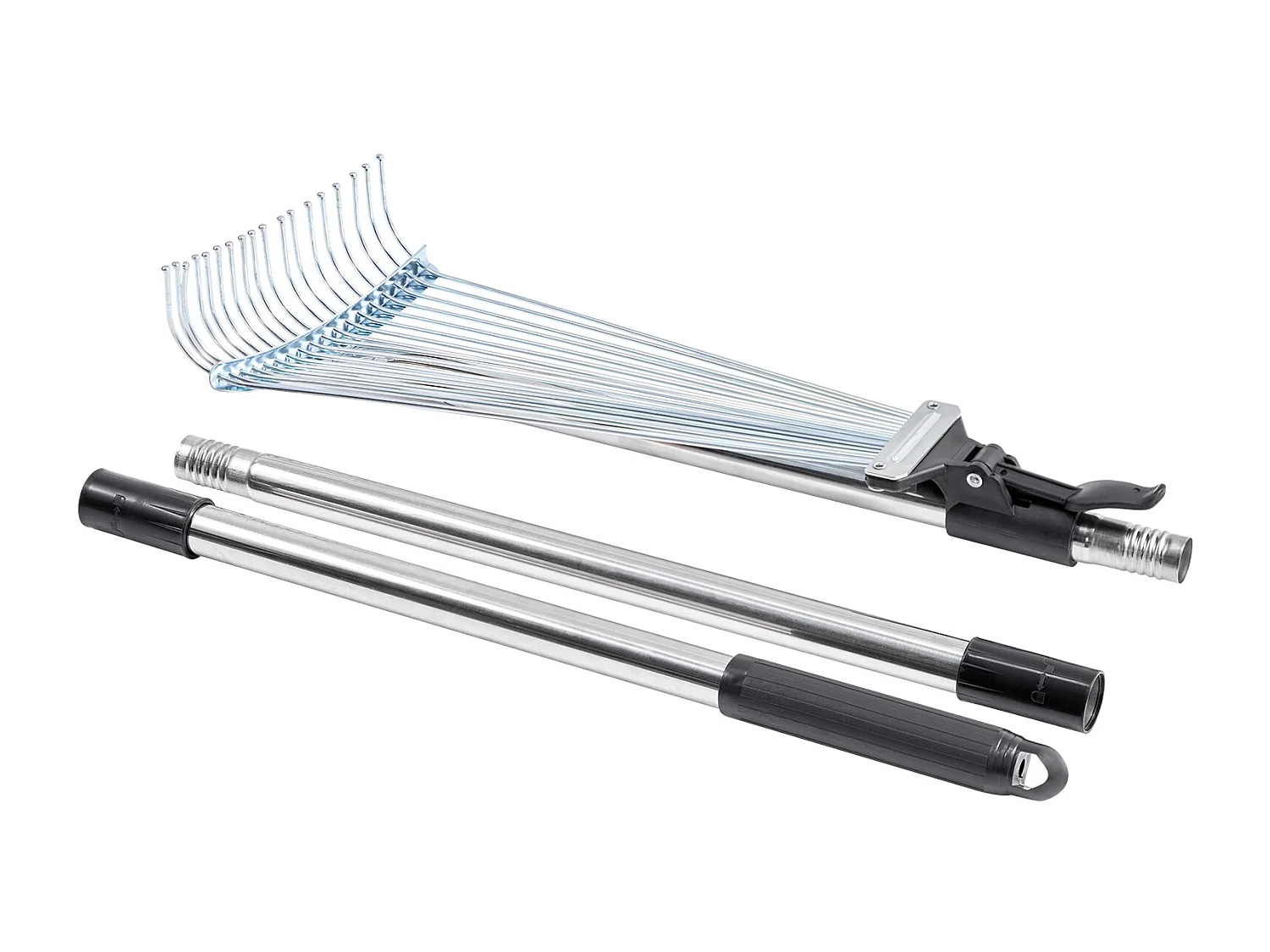 Bladhark SucceBuy, 18 Metalen Tanden, Verstelbare Tuinhark, met Kopstuk 19,5-43,5 cm, Lange Steel 82-141 cm, Robuust en Veilig, Buis uit RVS