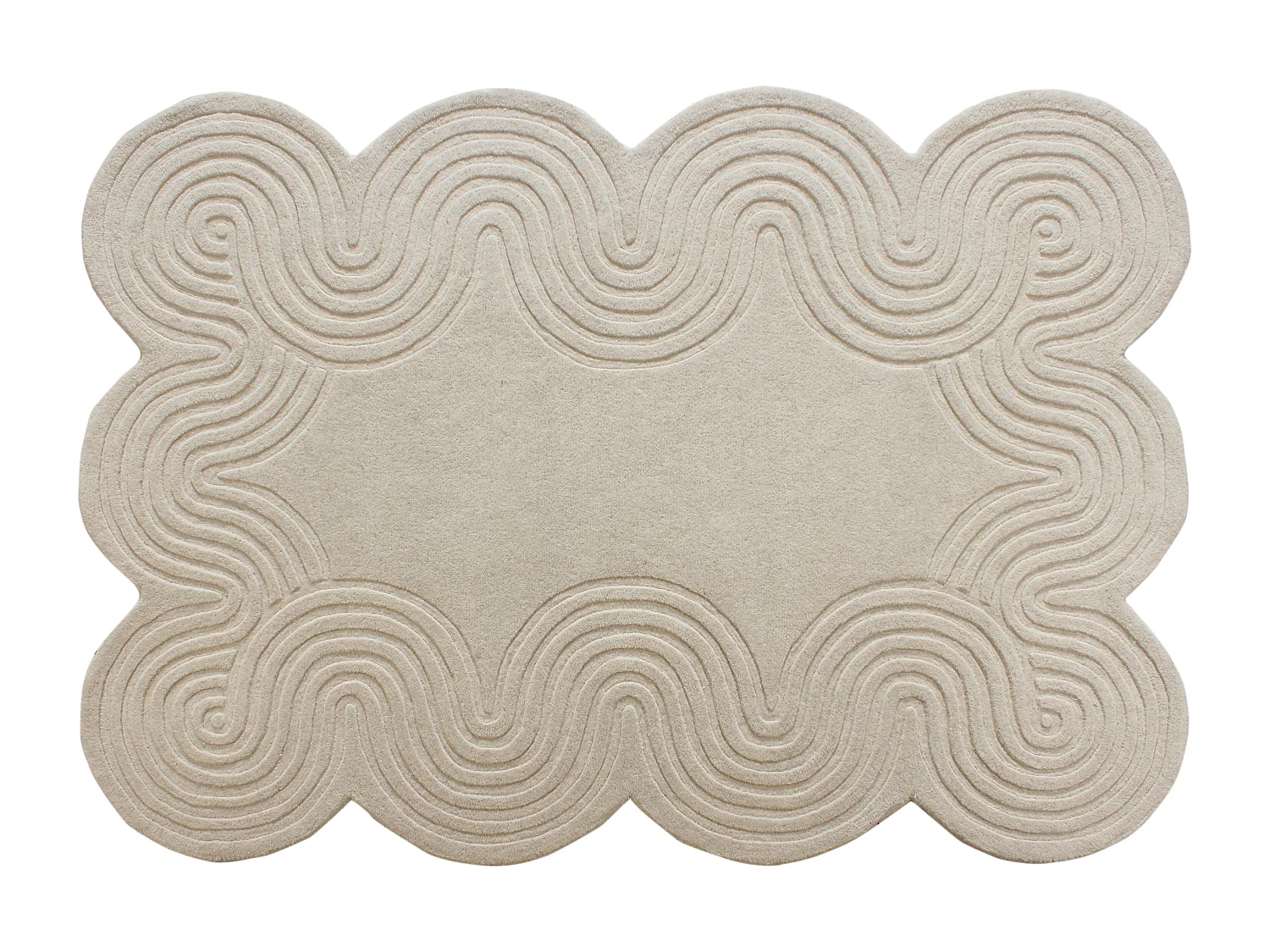 Tapis tufté 100% laine - 160 x 230 cm - Beige - 2000g/m² - LUVERA