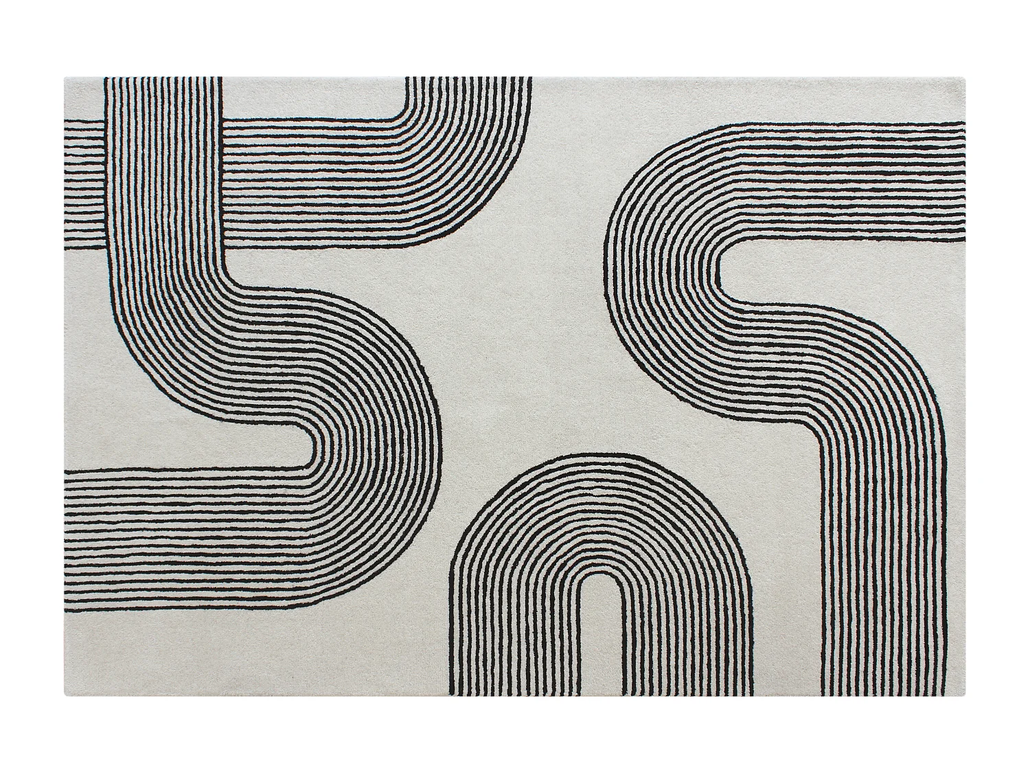 Tapis tufté 100% laine - 160 x 230 cm - Blanc et noir - 2300g/m² - NOCENO